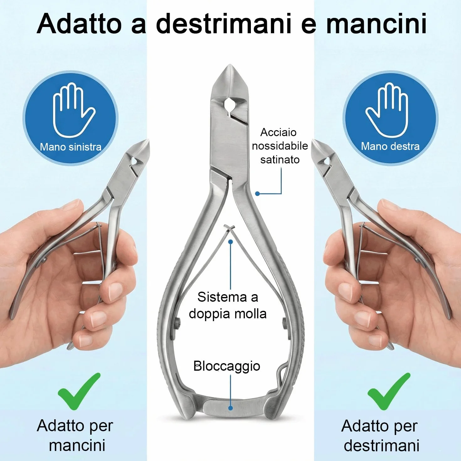 Tronchese per Unghie - Lame curve - Con tappo in pelle - Acciaio Inox