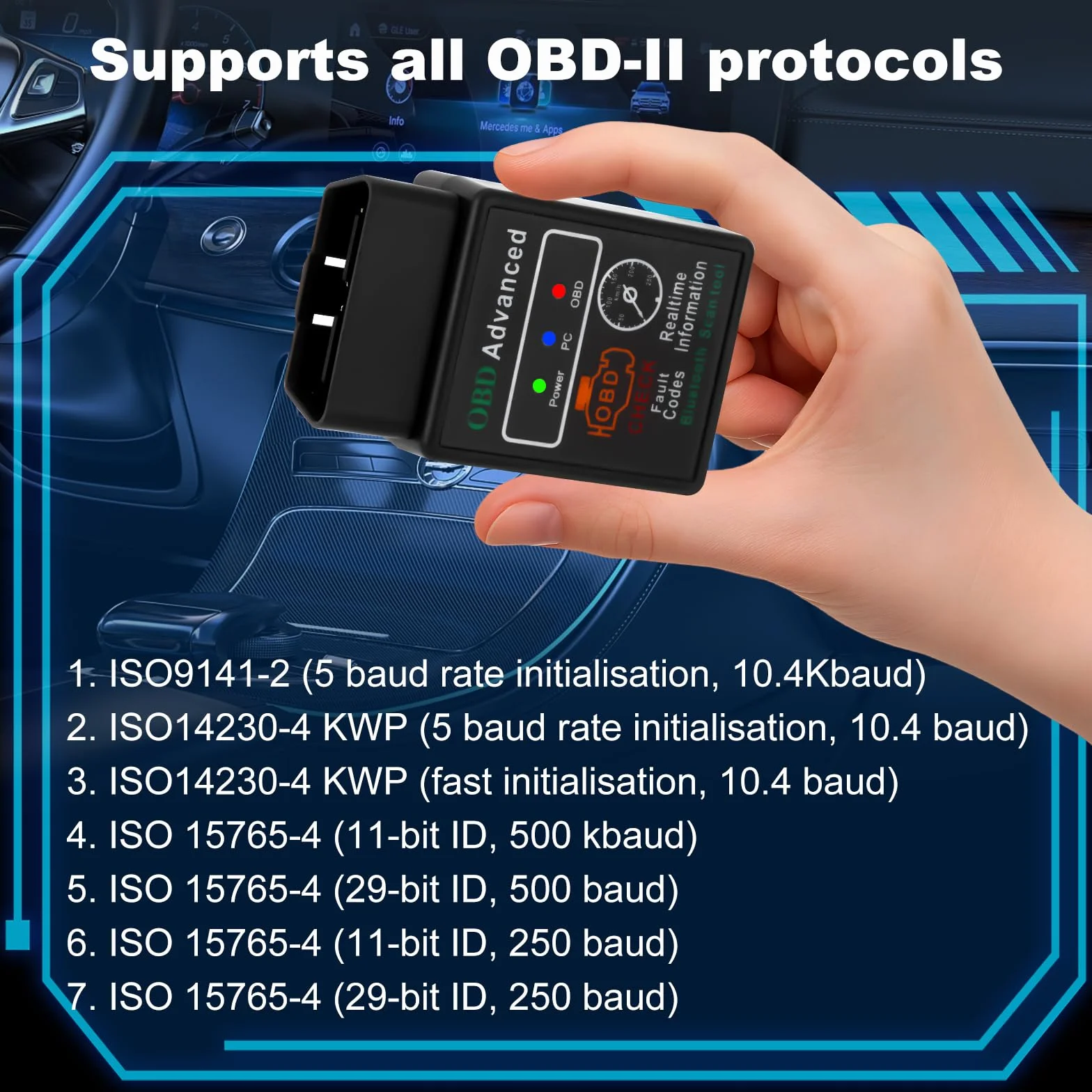 OBD2 Auto Diagnostica Bluetooth Scanner per Guasti Veicolo iOS Android Windows