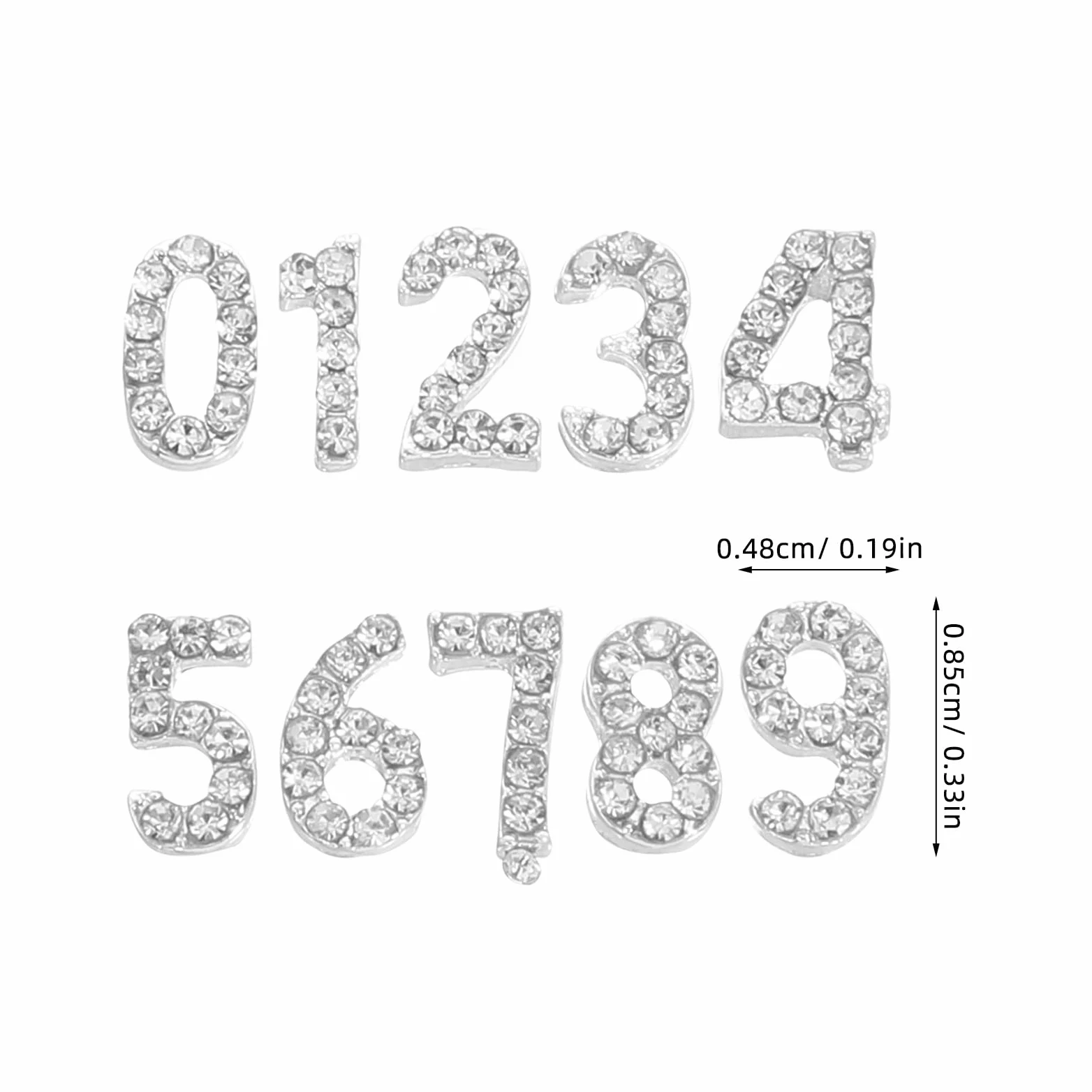 Healvian 100pezzi Ciondoli Numerici per Unghie Strass di Decorazioni per Nail Art Accessori in Retro Piatto Gioielli Numeri per Manicure