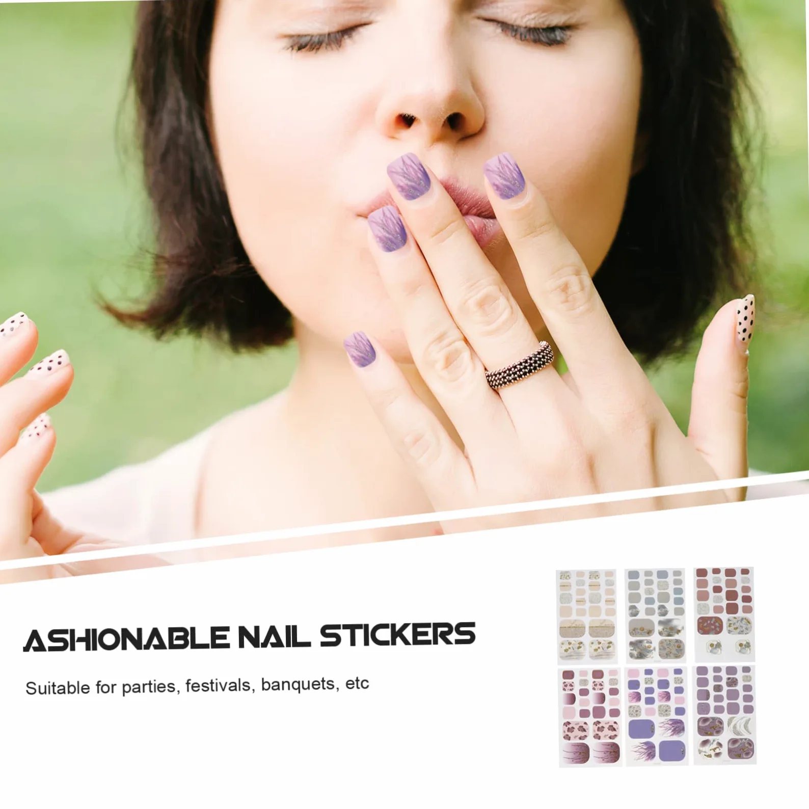 5 Set Adesivi Unghie Impermeabili Autoadesivi Decorazioni Per Manicure Diy Set Design Variegati Per Unghie Facili Applicare E Rimuovere 6 Fogli*5