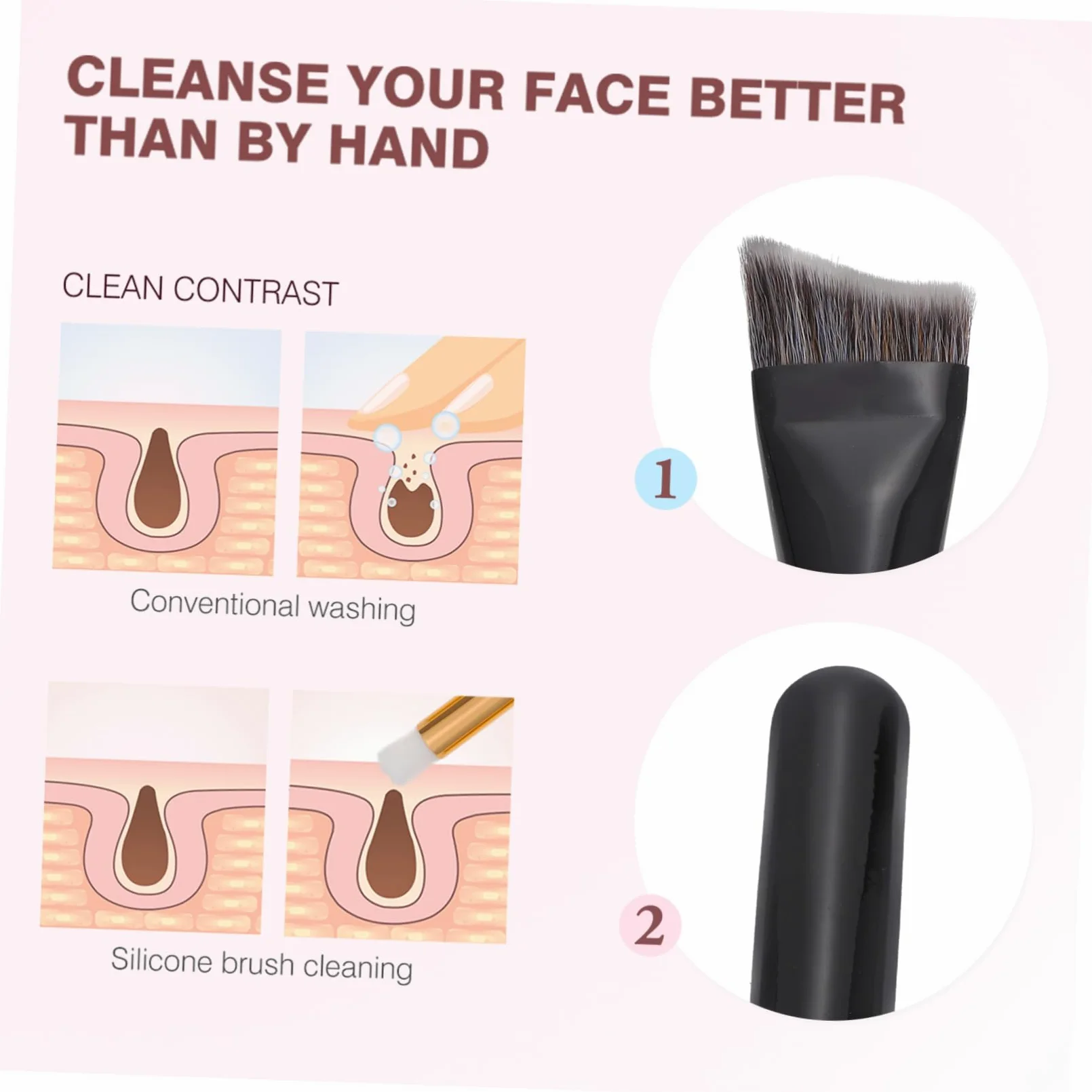 Healeved 4pezzi Shaped Contouring Brush Per Makeup Pennello Fondotinta Legno Nero Per Contouring e Trucco Professionale Strumento Essenziale Per Bellezza e Saloni