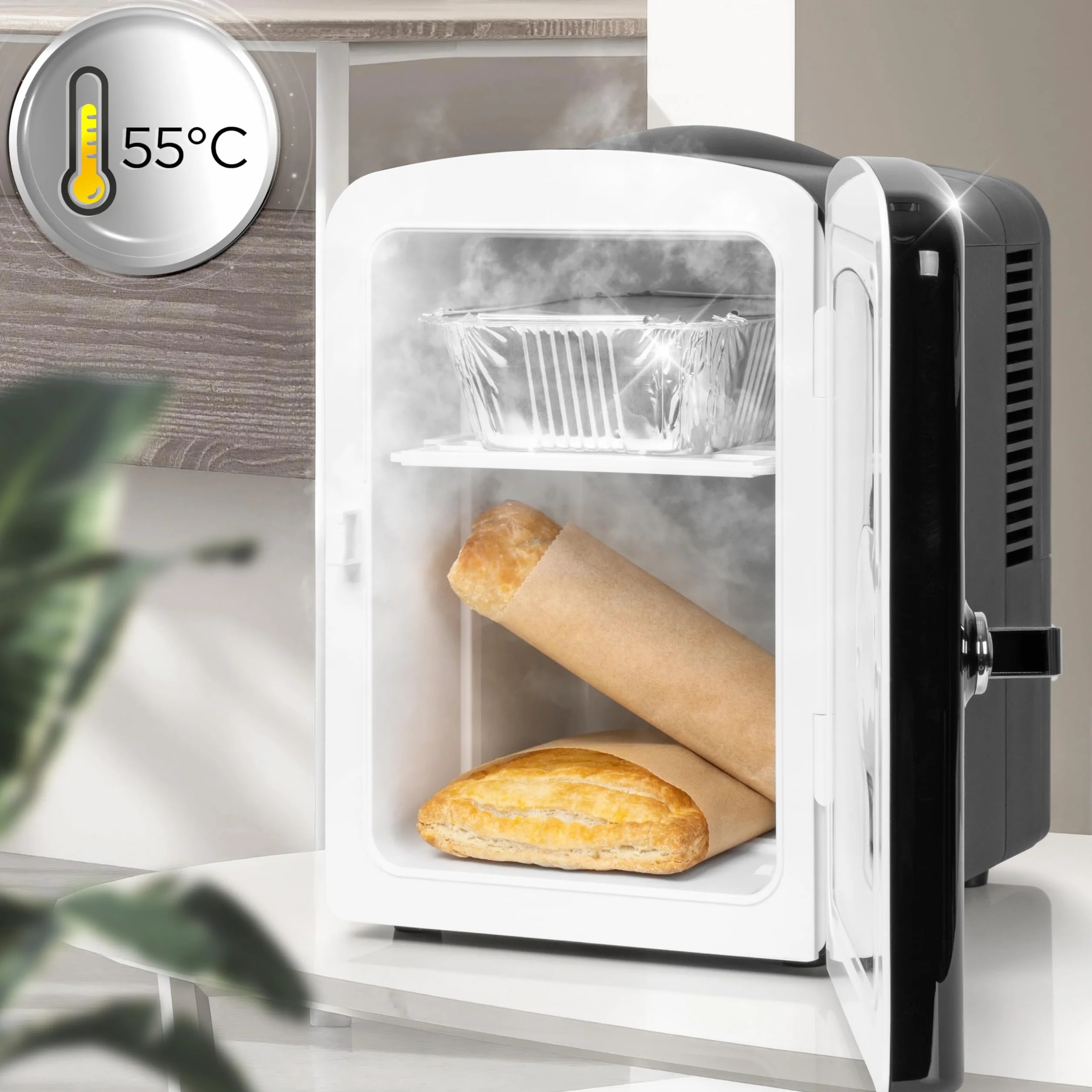 Duronic MFW4 BK Mini Frigo Termoelettrico Portatile 4L per Cosmetici e Bevande, Skincare Cooler, Caldo/Freddo, 6 Lattine, AC/DC 12V Auto e 220V Casa Nero