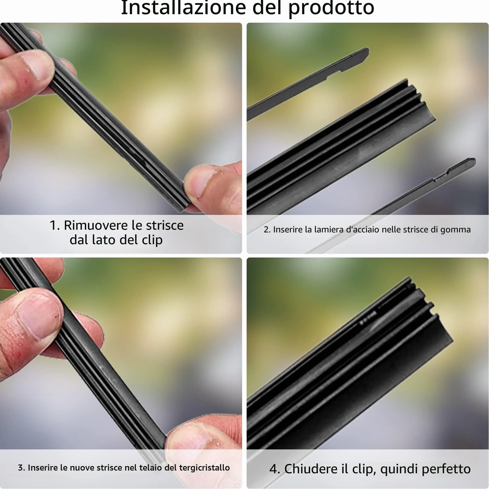 Gomme per Tergicristallo di Ricambio 800mm, Strisce di Gomma Universali, 4 Pezzi