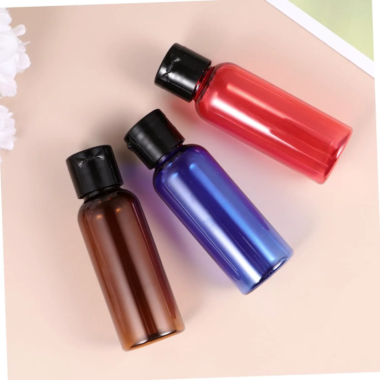 DOITOOL 30pezzi Bottiglie Da Viaggio Ricaricabili Da Contenitori Vuoti Per Gel Sanificante e Lozione Misti Rosso Verde Marrone Blu Trasparente Pratiche e Leggere Per Ogni Occasione