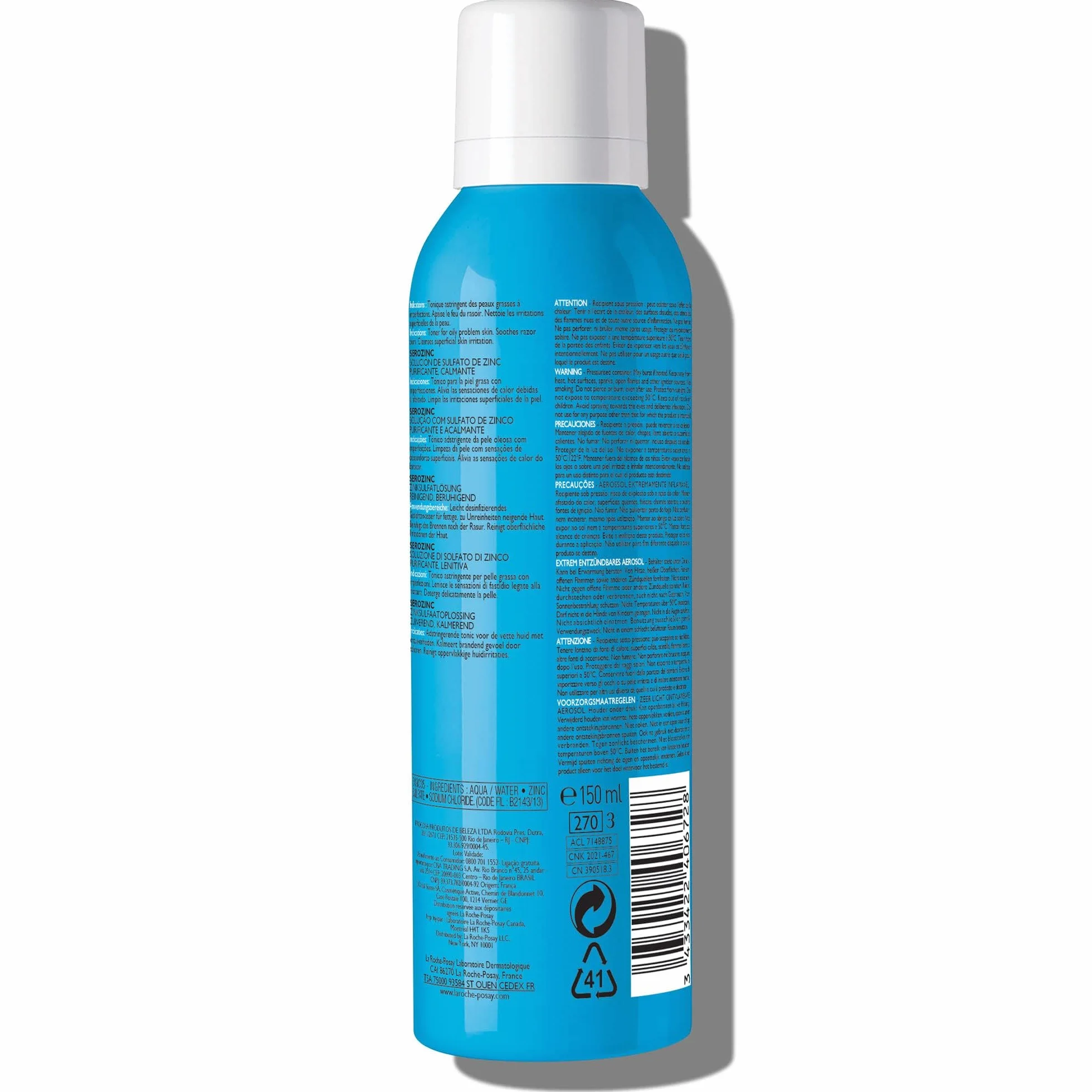 La Roche-Posay Serozinc, Tonico Spray Detergente e Astringente, Pelle Detersa e Lenita, Con Zinco Solfato e Acqua Termale, Con Proprietà Sebo-regolatrici, 150 ml