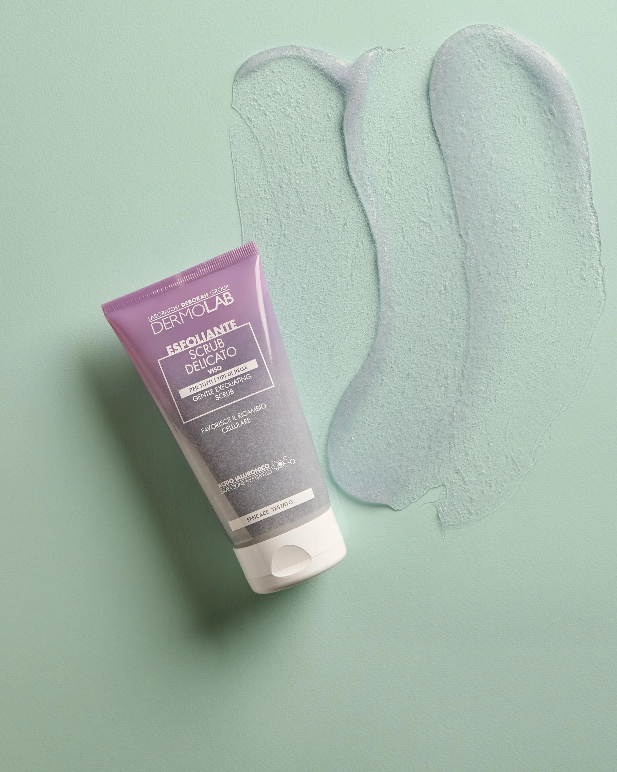 Dermolab - Scrub Viso Donna Delicato Esfoliante per Tutti i Tipi di Pelle, con Pool di Acido Ialuronico, Effetto Idratante e Illuminante, Purifica la Cute, 150 ml