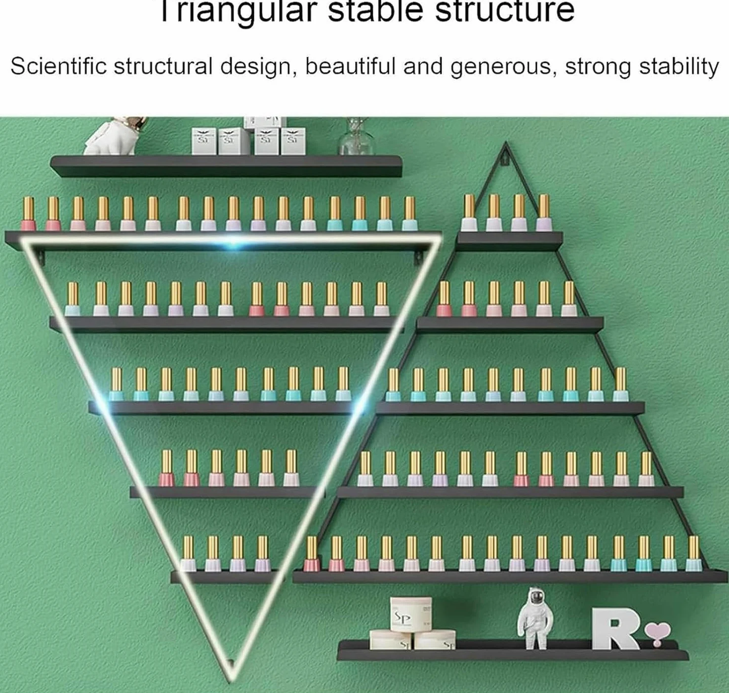 Scaffali per Smalti per Unghie Montati Parete, Portaoggetti for rack montato a parete, portaoggetti for cosmetici, supporto for pittura, olio essenziale, rossetto, profumo, espositore for unghie(Black