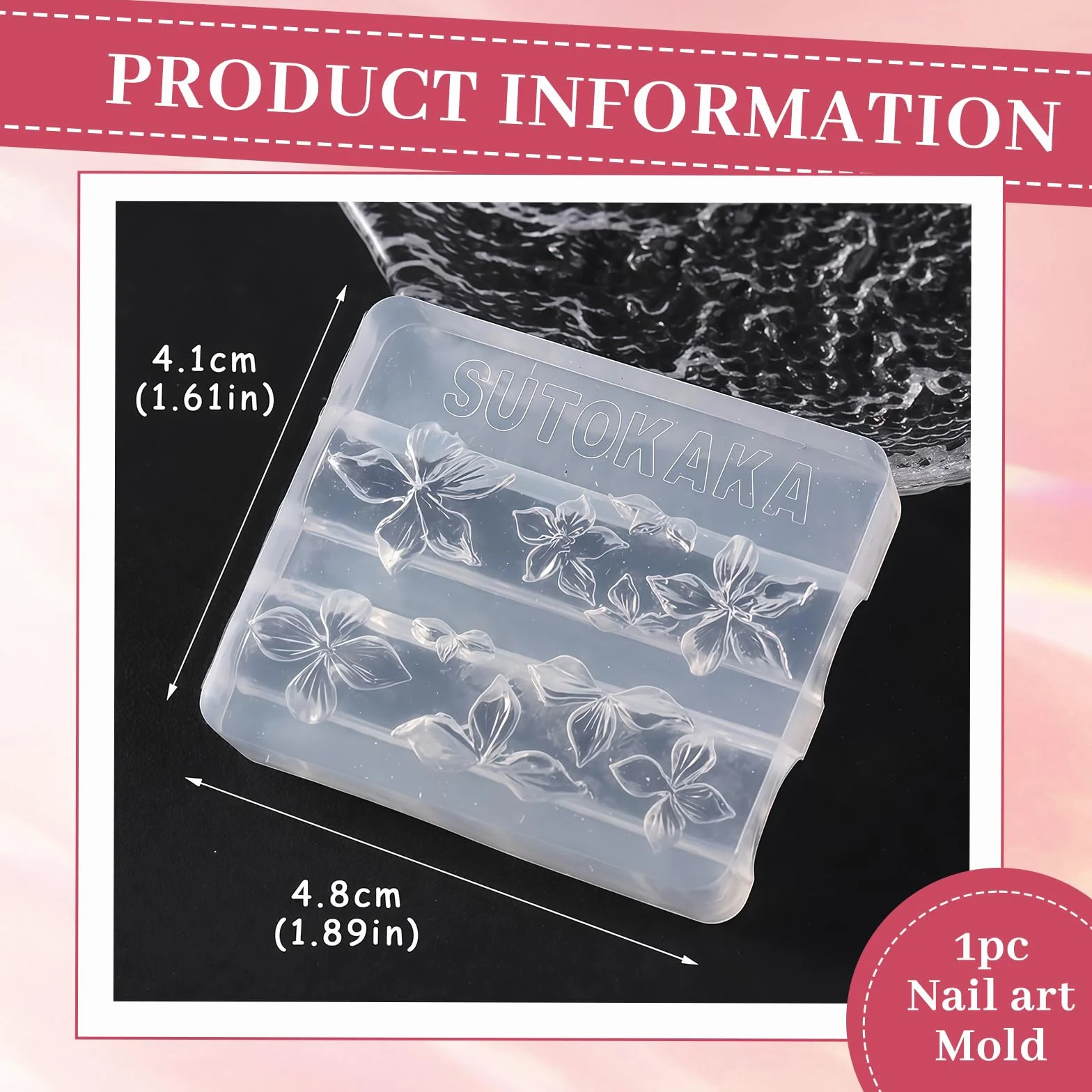 Nails Mold, Stampo per Unghie per Nail Art con Forma in Silicone a Fiori, 3D Gel Nail Art Stampo per Accessori DIY Manicure