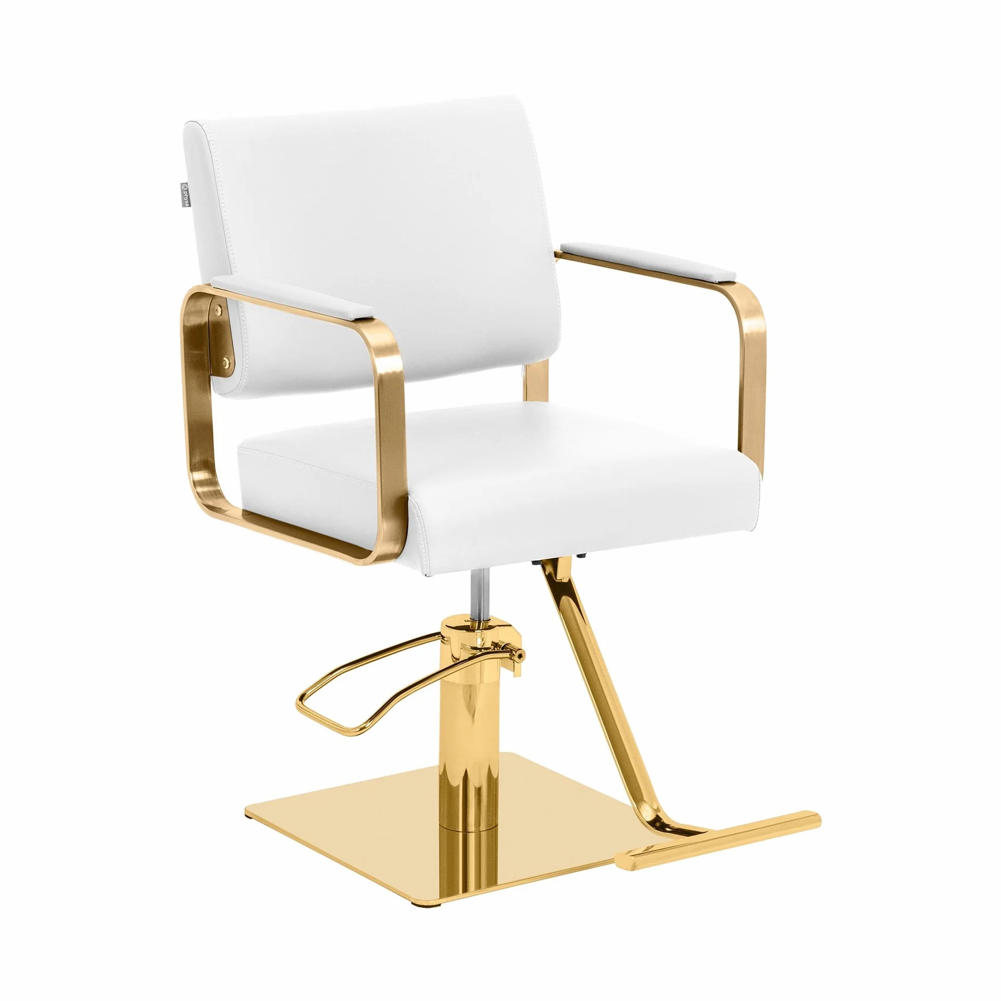 physa Poltrona da parrucchiere con poggiapiedi 50-66 cm, 200 kg Bianco, oro Poltrona da parrucchiere Sedia da parrucchiere Poltrone per parrucchieri