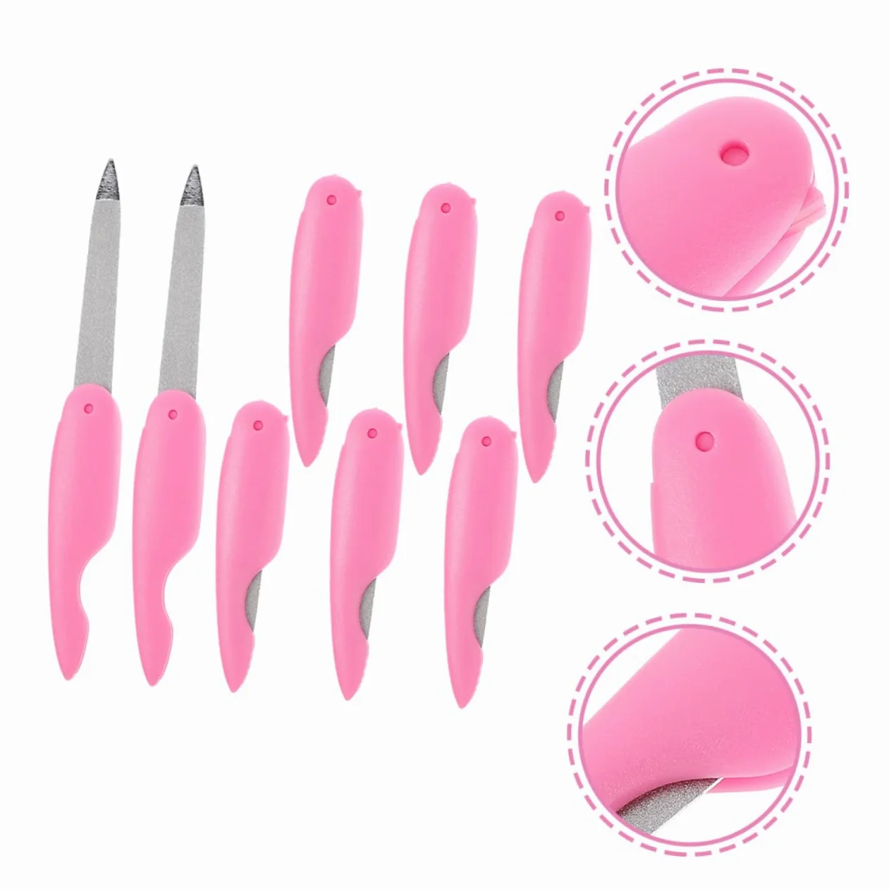 Lima per Unghie Pieghevole Mini 8 Pezzi Rosa in Abs e Metallo | Manicure Domestica e Salone, Design Delicato e Portatile, Levigatura Semplice