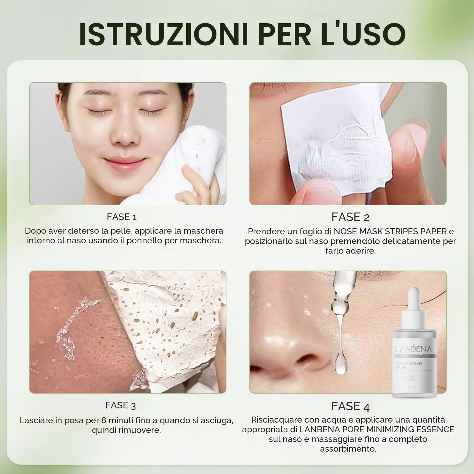 LANBENA punti neri rimozione (50 g), 100 strisce nasali, maschera punti neri, NOTA: La crema diventa gommosa al di sotto dei 25°C, mettere la bottiglia in acqua bollente per ammorbidirla