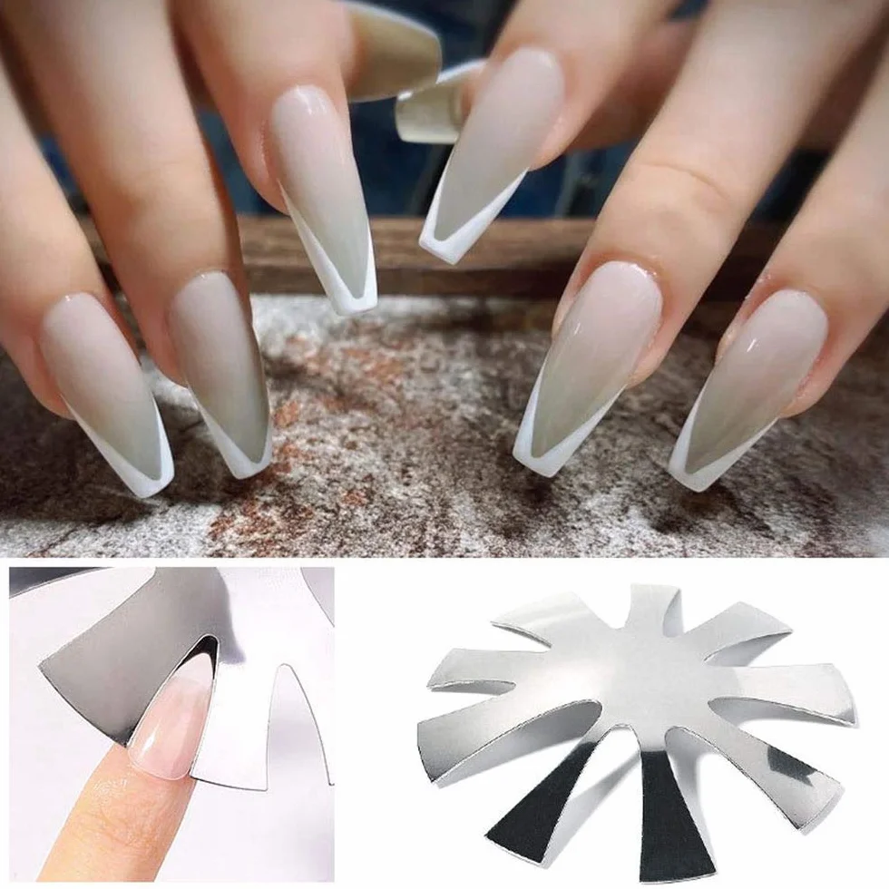 5Pcs French Smile Line Nail Art Gel Acrylic Cutter Tool Acciaio Inossidabile Manicure Trimmer per Bordi