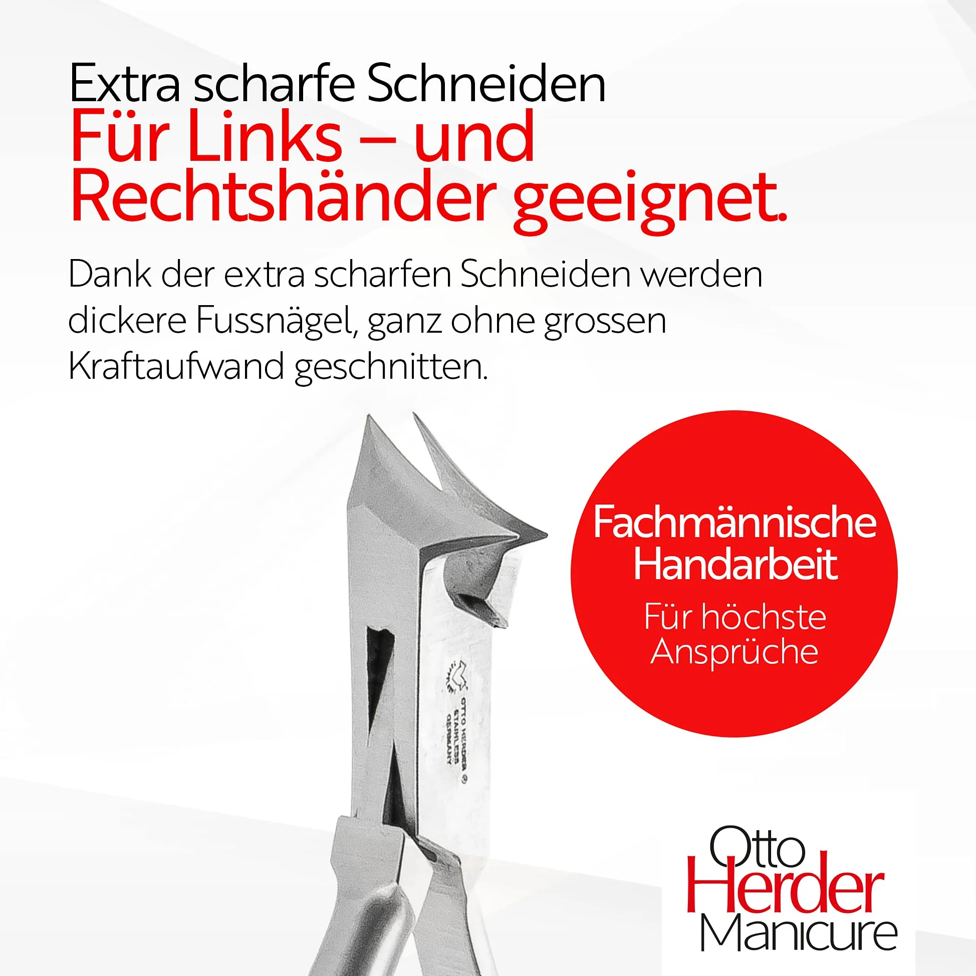 OTTO HERDER - Tronchesina per unghie dei piedi, 14 cm, in acciaio inox, tagliaunghie con lunghezza di taglio da 1,6 cm, per unghie spesse e incarnite