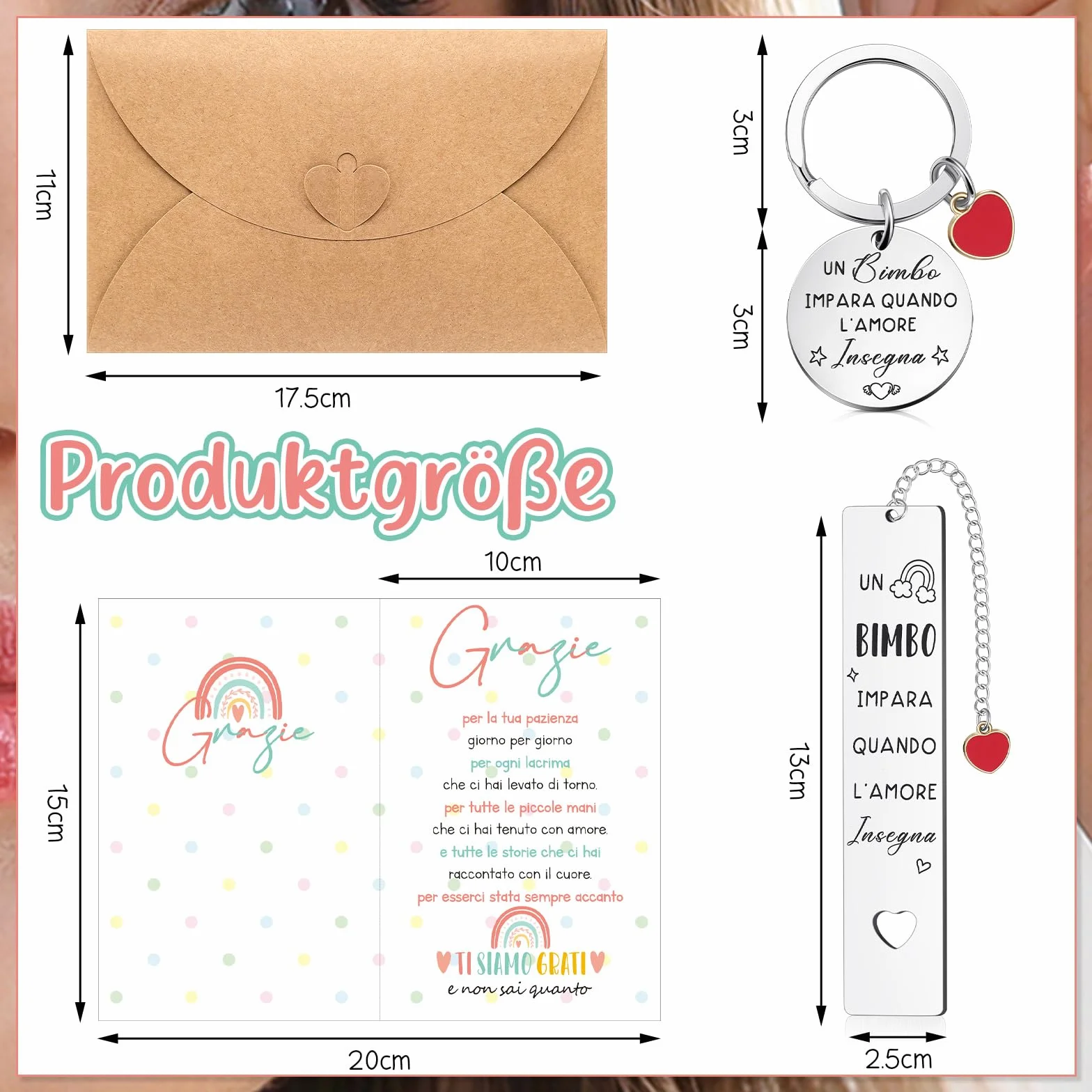 Xuniea Regalo Maestre Pochette Multiuso Fine Anno Idee Regalo Insegnanti per Insegnante Grazie Maestra Portachiavi Segnalibri Borsa per Cosmetici per la Festa dell'Insegnante