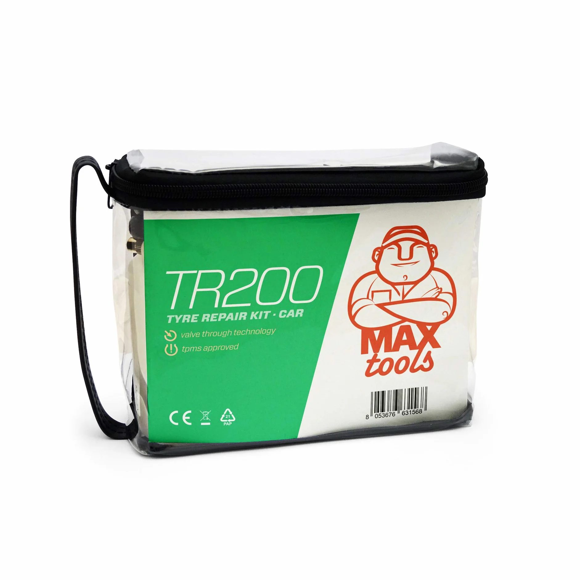 MAXTOOLS TR200 Kit Automatico Riparazione Pneumatici Auto Medie e Monovolume Compressore Aria 12V
