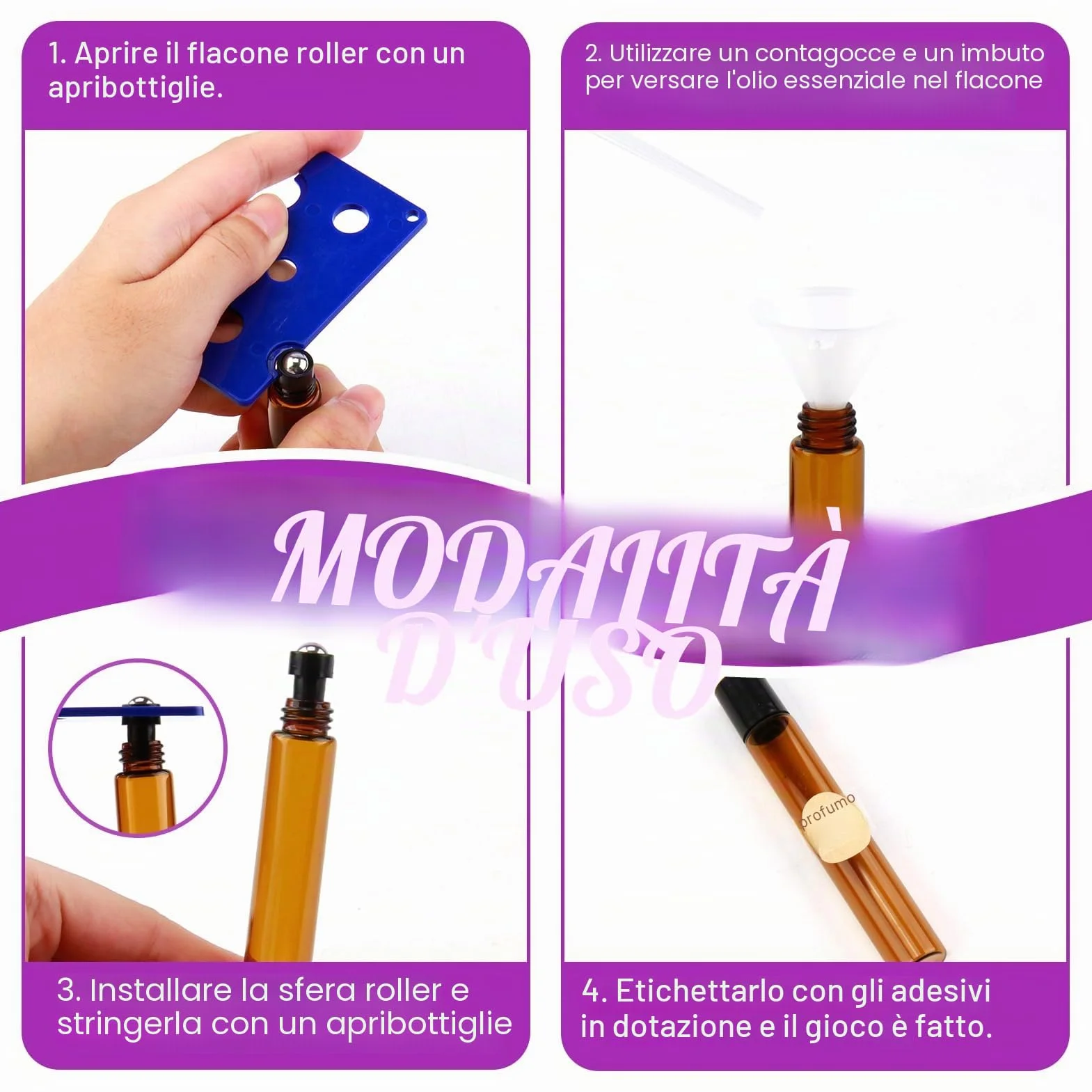 16 Pezzi Roll-On in Vetro Marrone da 10ml per Oli Essenziali, Marrone Roll On Bottiglia Boccette Vuote Contenitore Flaconcini Vuoti con Sfera in Acciaio Inossidabile, per Aromaterapia, Profumi