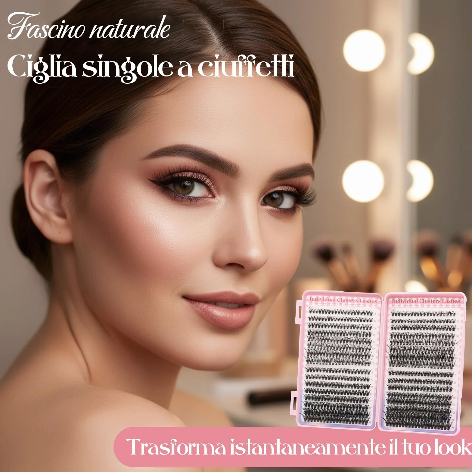 VEGCOO 640 Pezzi Ciglia Finte Extension Ciglia 30D-40D-50D-60D Curl 8-16mm Kit DIY Eyelash Extension