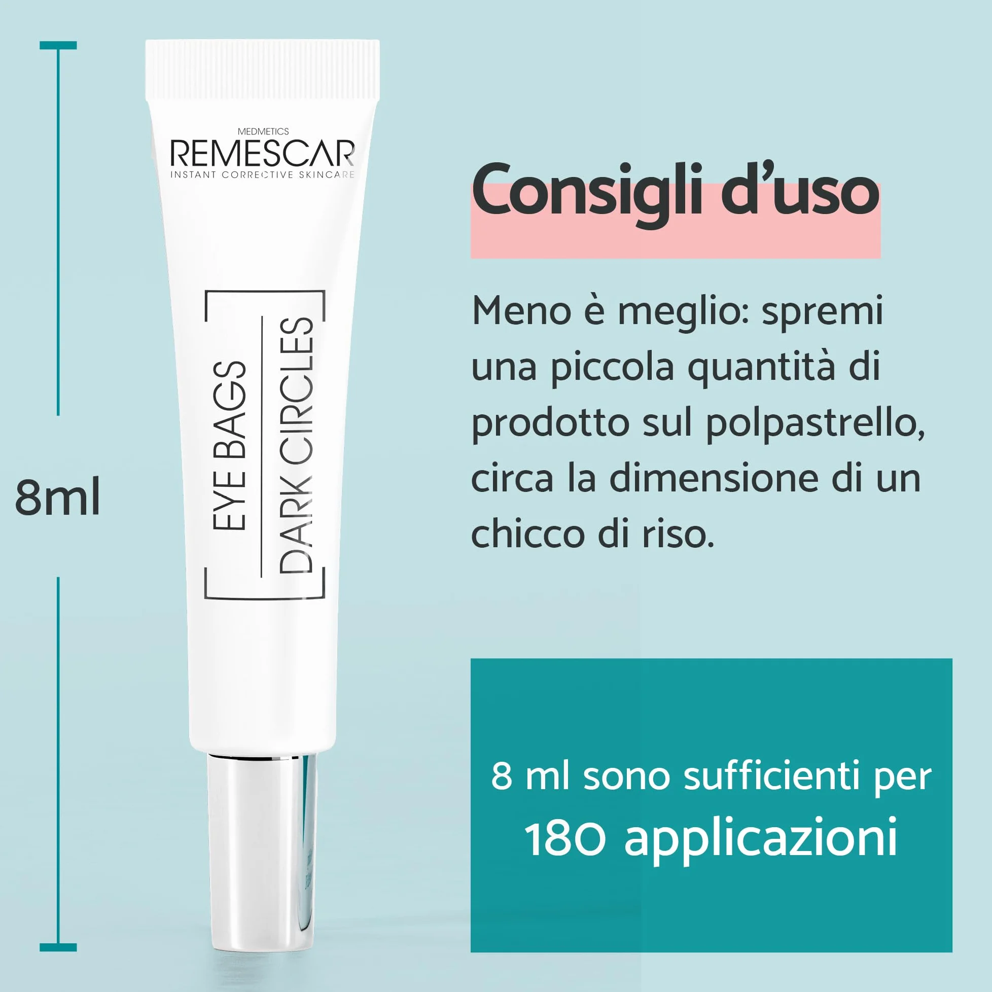 Remescar Borse e Occhiaie + Palpebre Cadenti – Duo Contorno Occhi ad Effetto Immediato – Riduce Borse, Occhiaie e Palpebre Cadenti – Trattamento Uomo e Donna – 2 x 8 ml