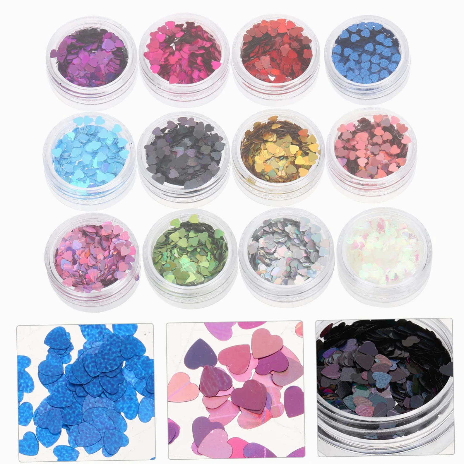 Didiseaon 5 Set Viso Glitterato Glitter Per Unghie A Cuore Adesivi Per Unghie Adesivi Per Smalto Strass Per L'artigianato Adesivi Per Nail Art Con Paillettes L'animale Domestico 12 Scatole*5