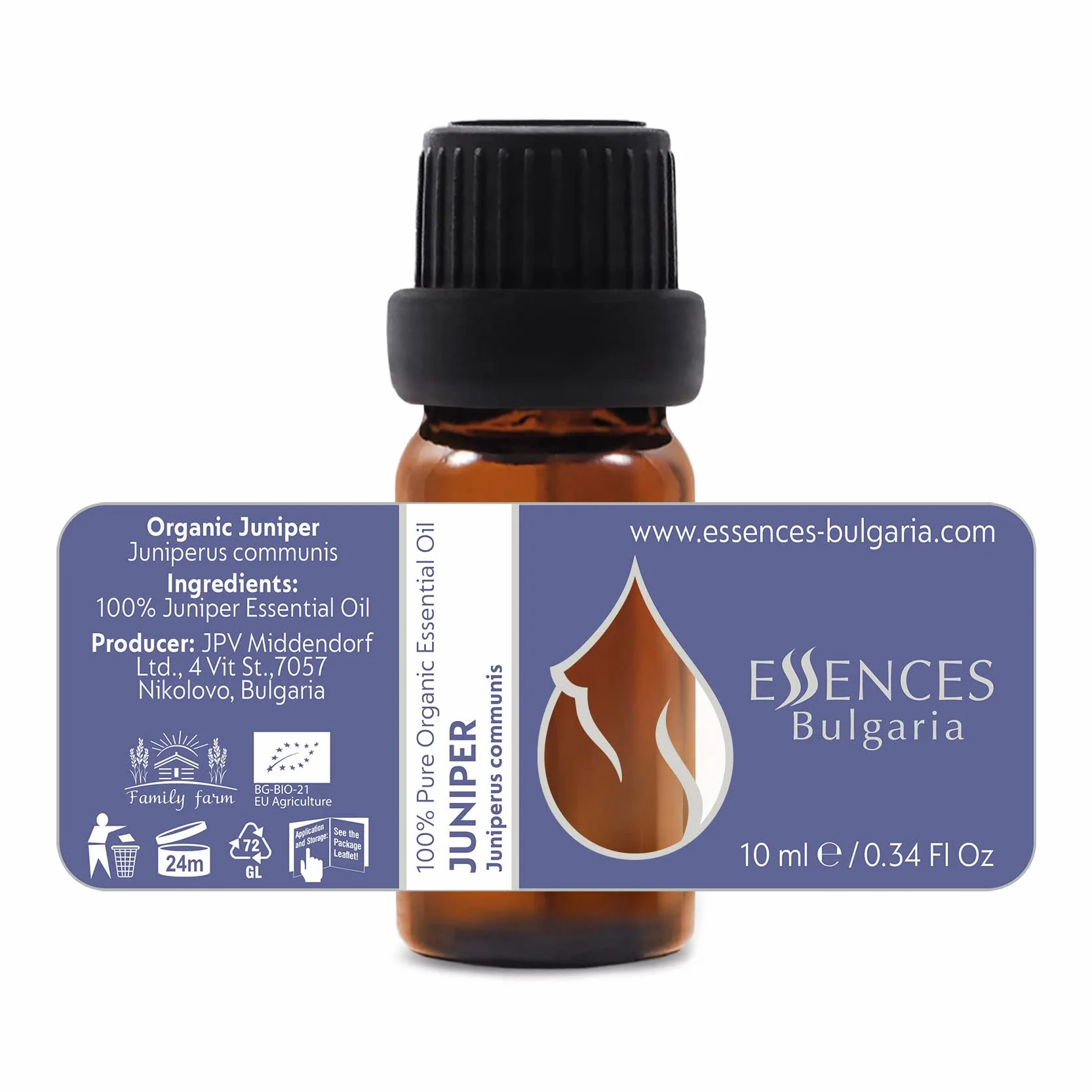 Olio Essenziale di Ginepro Biologico 10ml | Juniperus communis | 100% Puro | Grado Terapeutico | Distillato a Vapore
