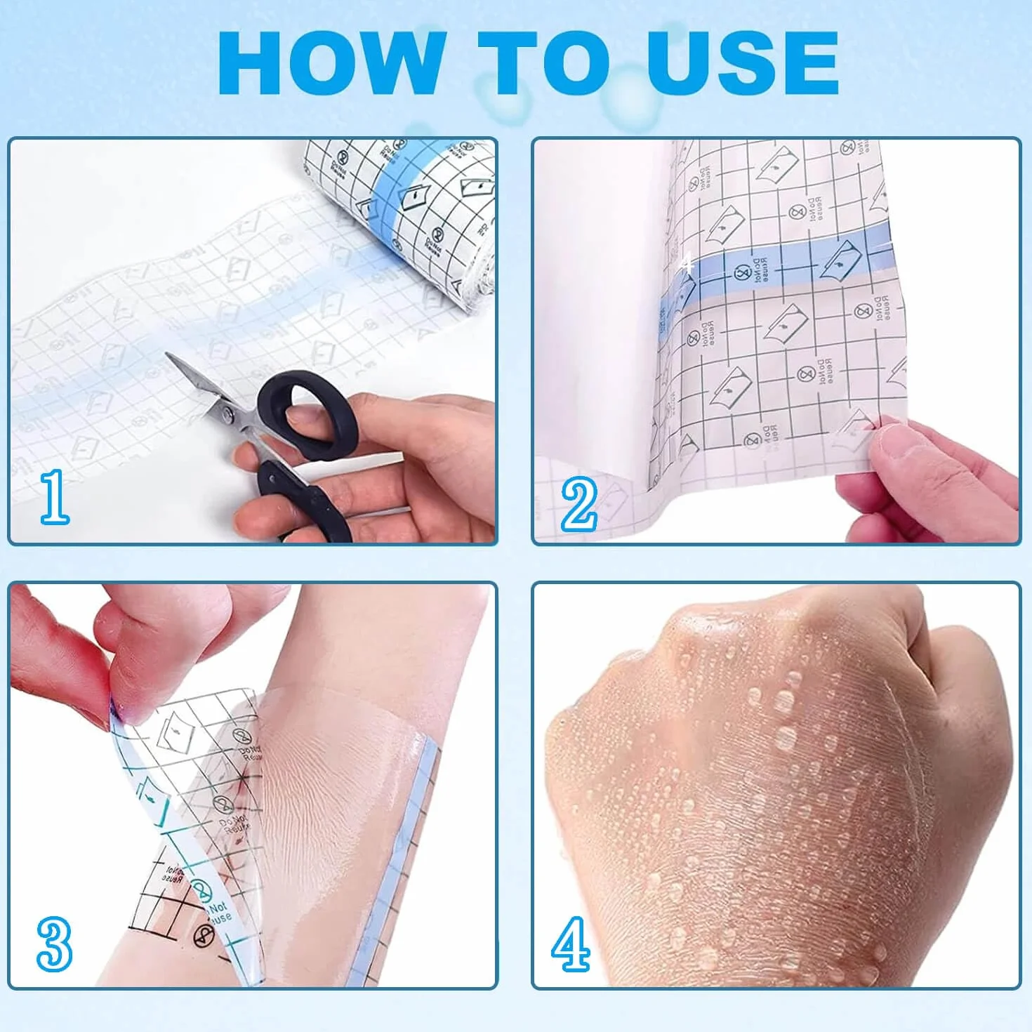 Waterproof Bandage 15cm*10m Cerotto Impermeabile(Con Forbici) Second Skin Tattoo 丨Pellicola Tatuaggi,Copri Tatuaggi Waterproo per Polsi, Spalle, Braccia, Medicazione di Ferite, Scudo Protettivo