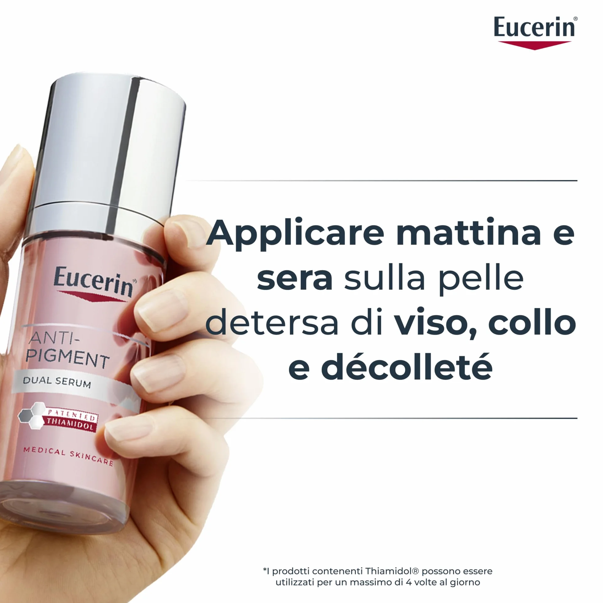 Eucerin Anti-Pigment Siero Viso Dual Serum 30 ml, Siero antimacchia viso concentrato per una pelle uniforme e levigata, Formula con Acido Ialuronico e Thiamidol per tutti i tipi di pelle