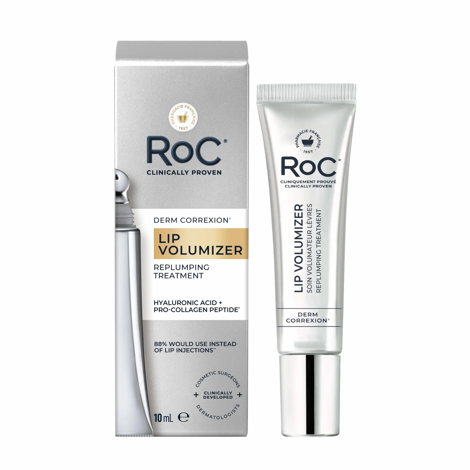 RoC Derm Correxion Volumizzante Labbra Balsamo Rimpolpante con Acido Ialuronico e Peptidi di Collagene 10 ml