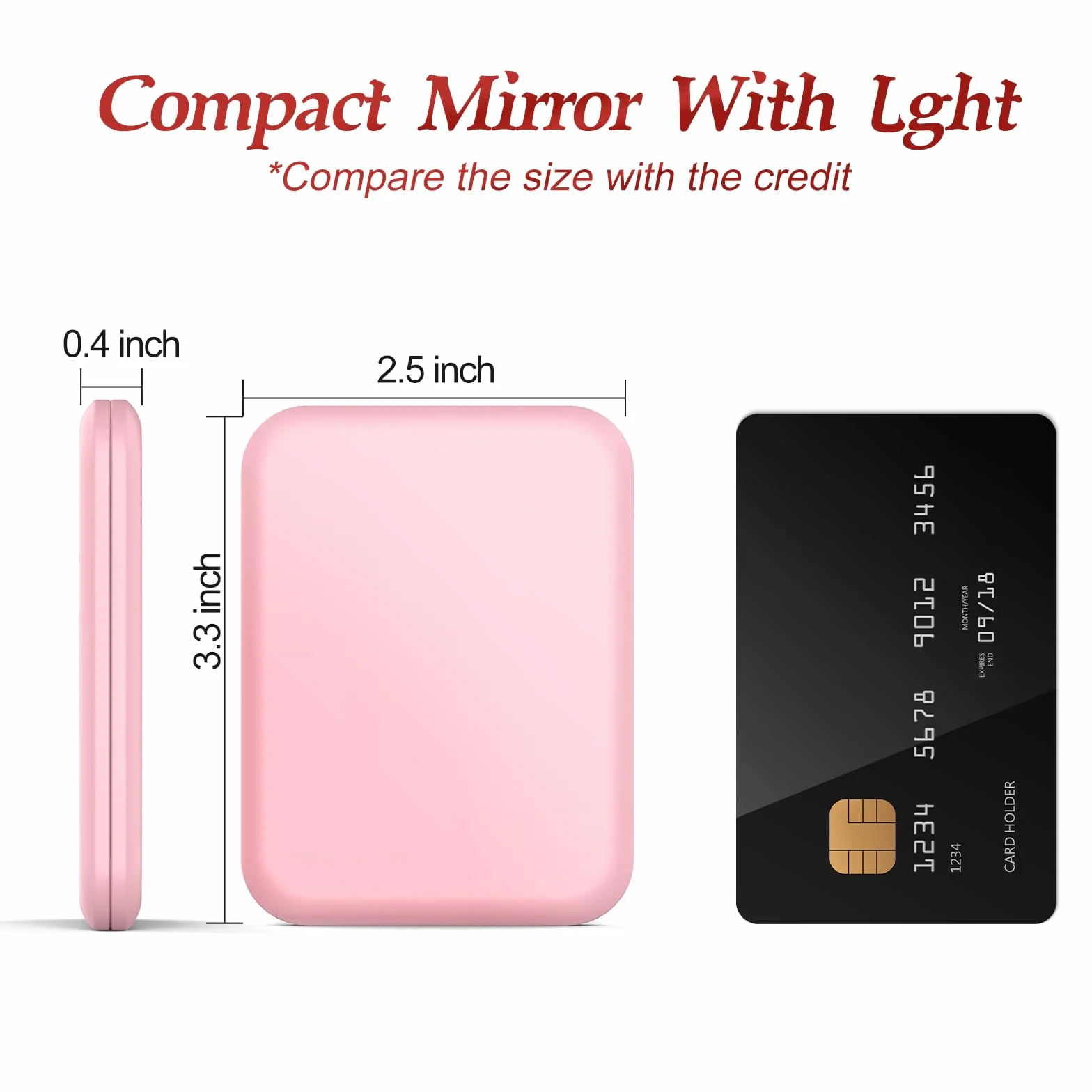 Specchio Portatile con Luce LED 1x/3x Pieghevole per Trucco Viaggio Rosa
