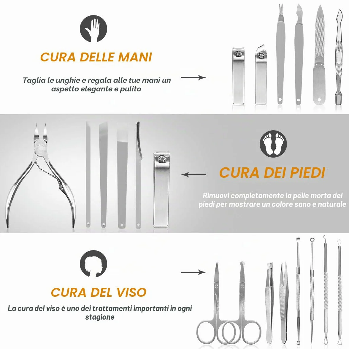 CestMall Set Manicure Professionale 21 Pezzi Acciaio Inossidabile Tagliaunghie Kit Pedicure