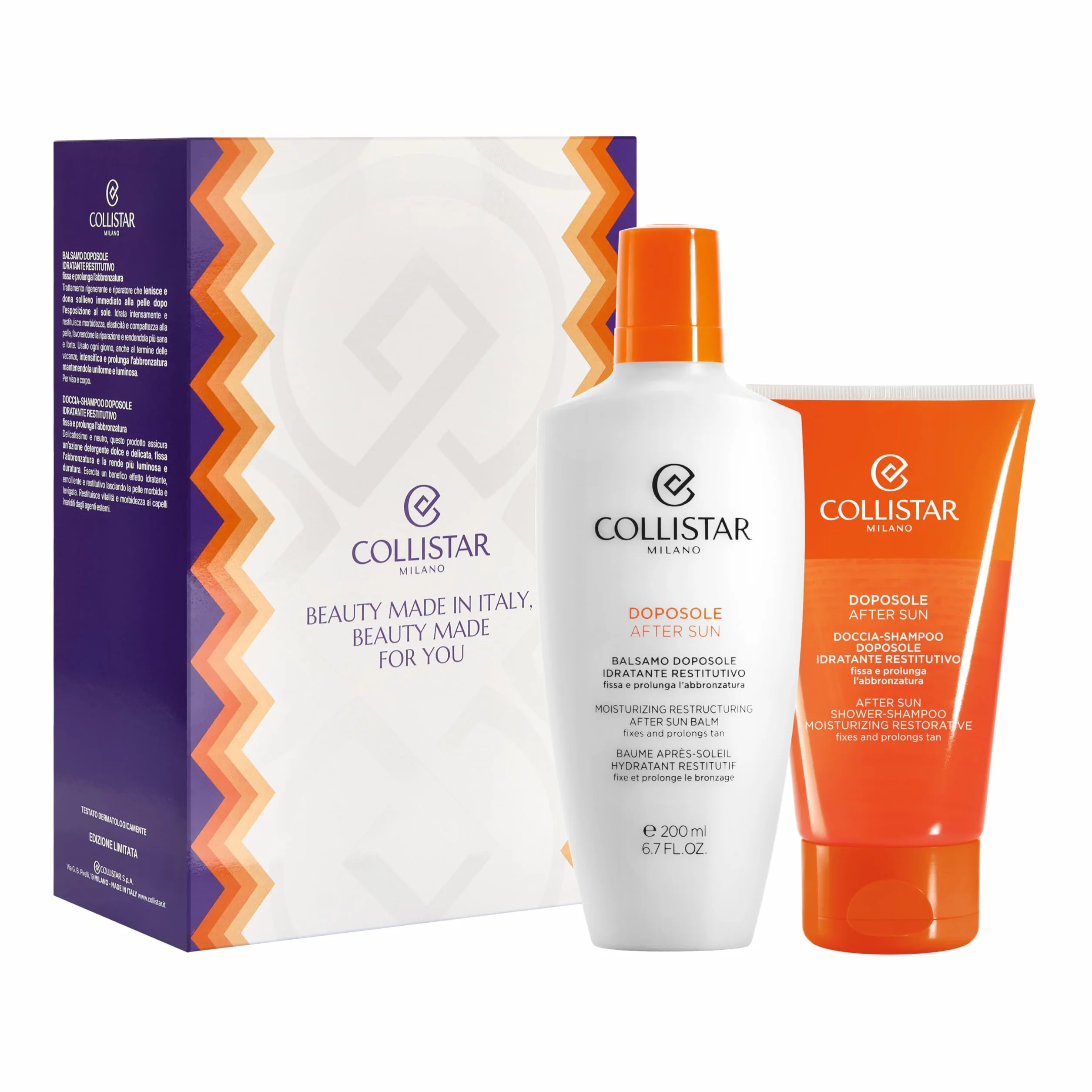 Collistar Cofanetto Regalo Doposole, Balsamo Idratante Restitutivo 200ml + Doccia-Shampoo Doposole 150ml,Lenisce la Pelle, Prolunga l'Abbronzatura