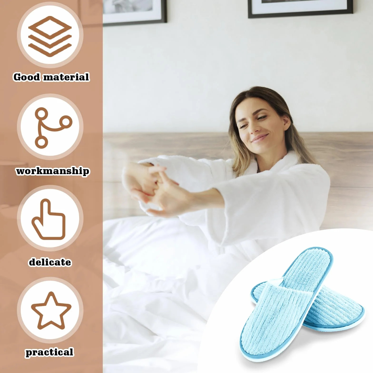 GOMETY Pantofole Ospiti 12 Paia Set Lavabili Antiscivolo Spugna Tessuto Non Tessuto