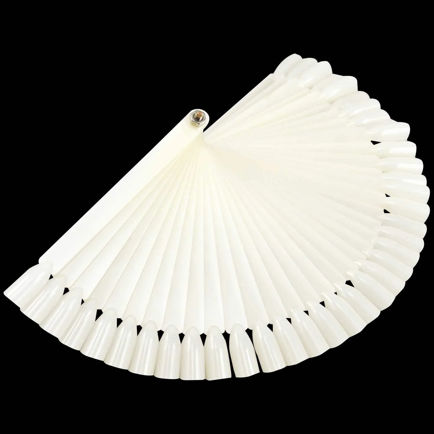 TRIXES Espositore bianco a ventaglio con 50 bastoncini con unghie finte per decorazione unghie, applicazione smalto, pratica
