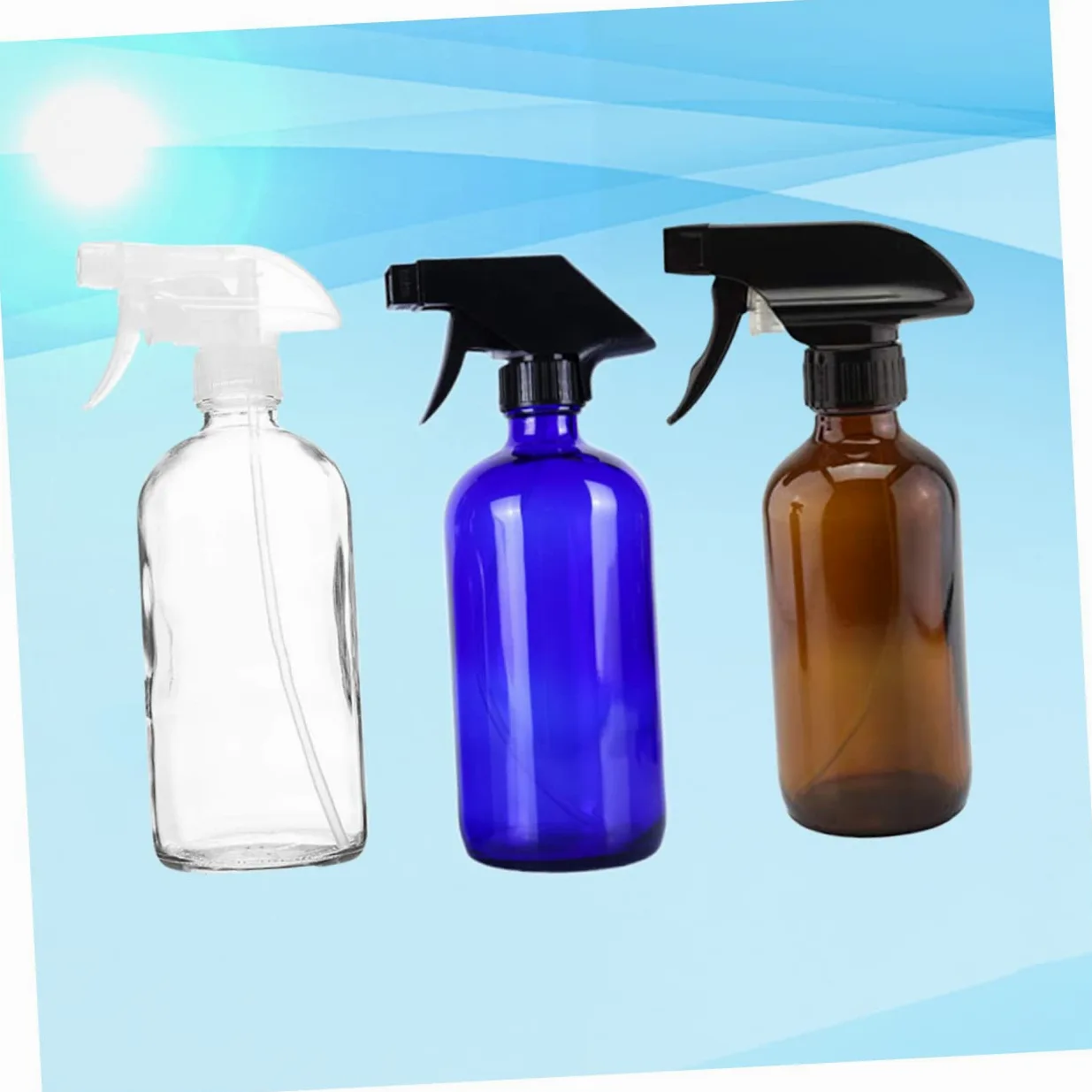 SOLUSTRE Set 3 Bottiglie Spray Ricaricabili 500ml in Vetro per Viaggio | Nebulizzazione Uniforme, Leggere e Riutilizzabili, per Profumo e Essenze Pure, Confezione da 3 Pezzi