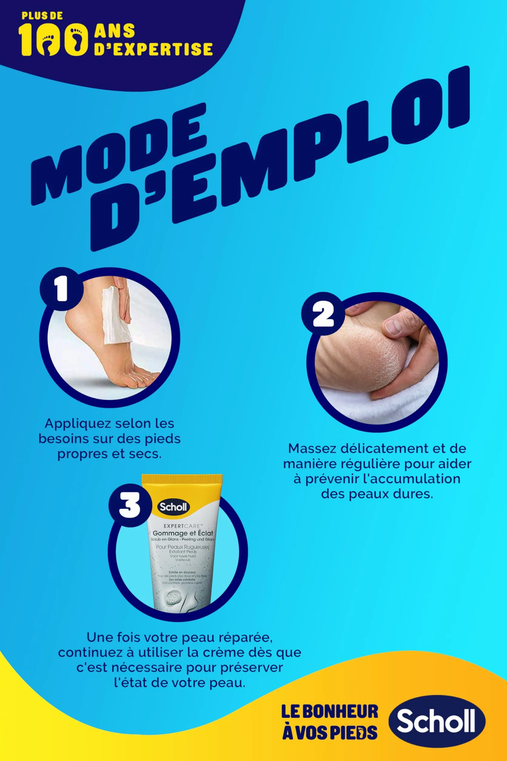 Scholl Crema Piedi Scrub e Brillante per pelli ruvide - Cura esfoliante per piedi secchi e ruvidi a base di pomice vulcanica - 75 ml