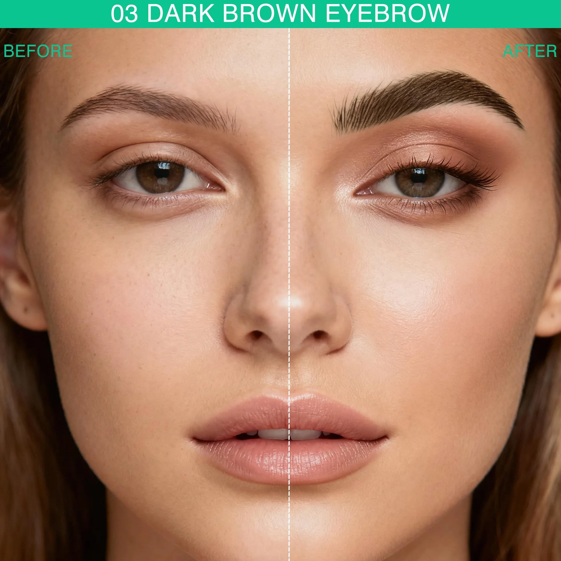 Penna Sopracciglia Effetto Pelo - Matita Sopracciglia Waterproof & No Transfer, Lunga Durata fino a 12H, Effetto Microblading Naturale, Cruelty-Free, Punta Sottile e Precisa (03 Dark Brown)