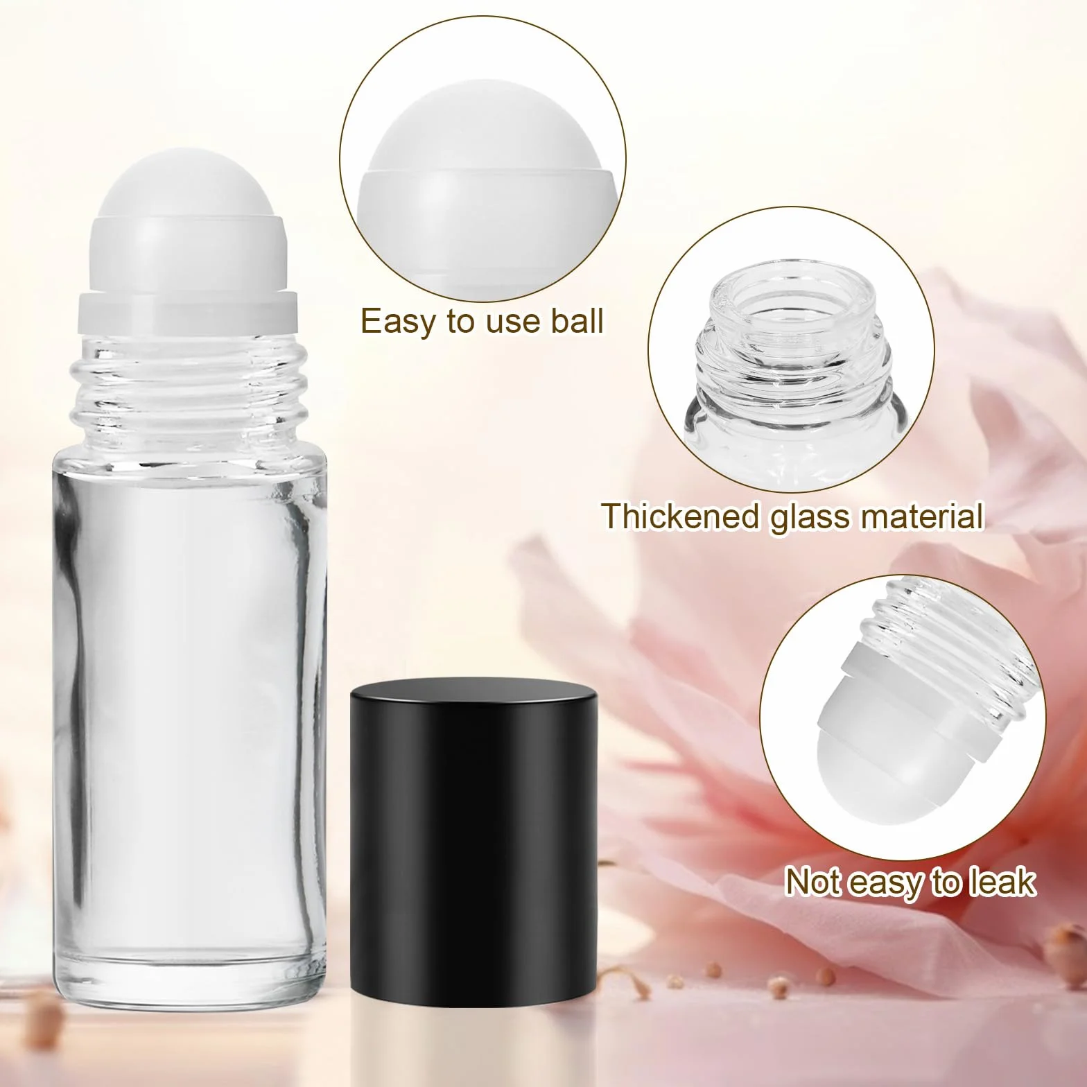 4 Pezzi 30ML Roll on Vuoto per Oli Essenziali, Vuoto Roll On Bottiglie con Sfera, Ricaricabili Flacone per Olio Essenziale con Contagocce, Imbuto, Adesivo per Aromaterapia, Profumi