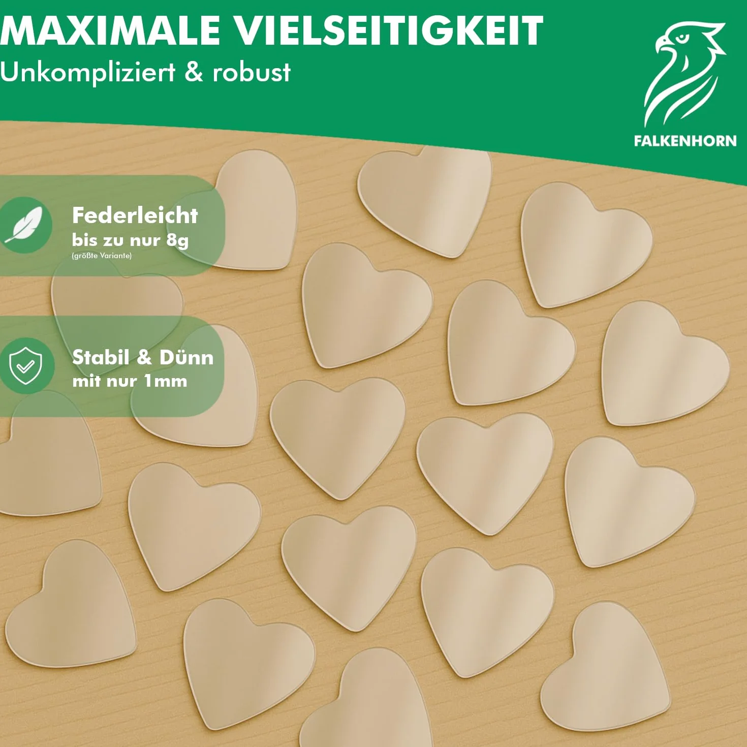 Specchio a mano acrilico a forma di cuore ultra piatto 5,5 cm per decorazione fai da te