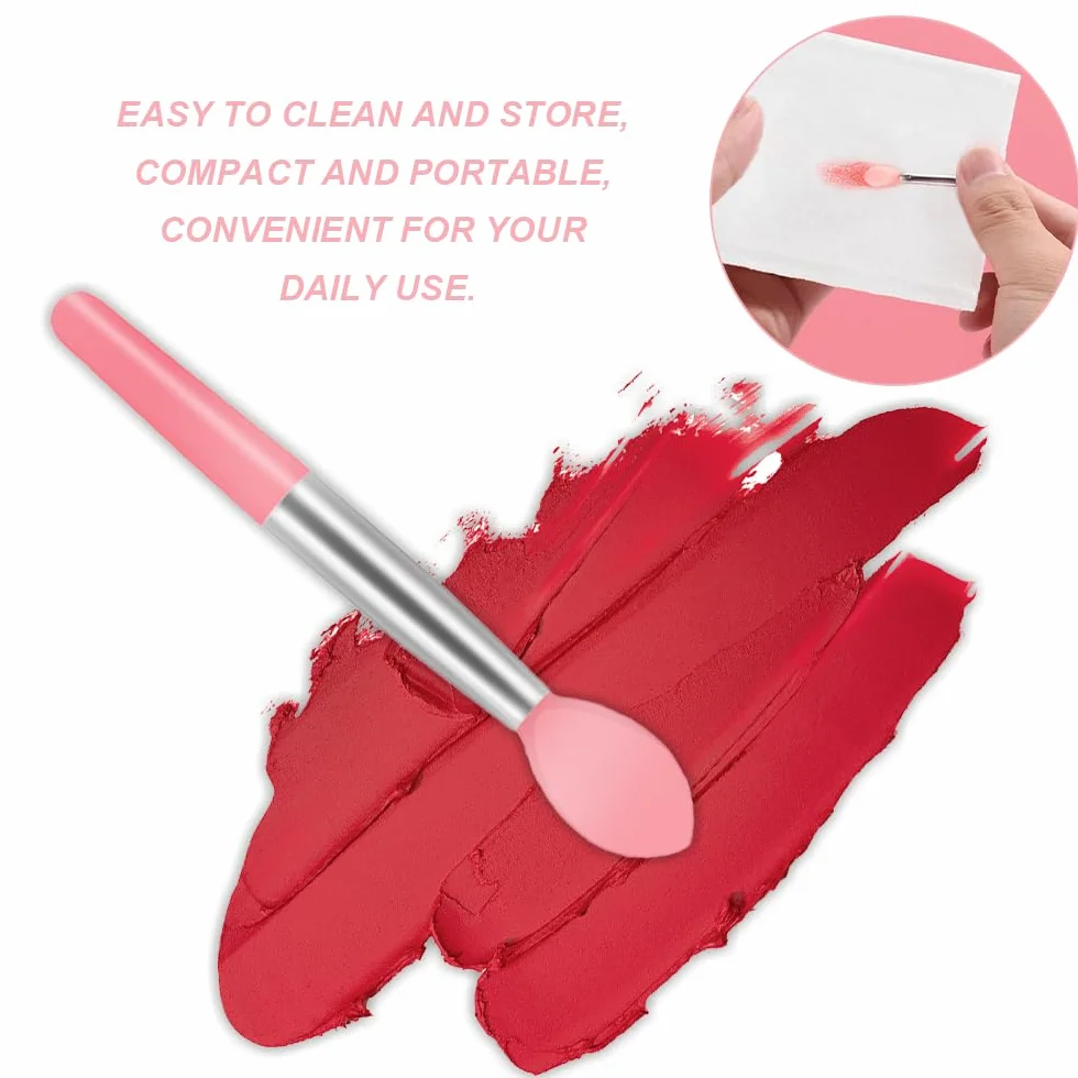 Pennello per labbra in silicone, 4 pezzi applicatore per rossetto, pennello per trucco in silicone, mini pennello per trucco, bastoncini portatili per lucidalabbra in polvere, bianco