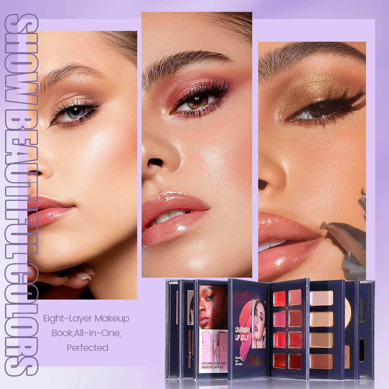 Palette di Ombretti,Colore Per Labbra In Polvere Matte Shimmer A Lunga Durata,Illuminante Ombretti - Ideale per Viso Occhi Labbra Compleanno Feste San Matrimonio Appuntamenti Viaggio e