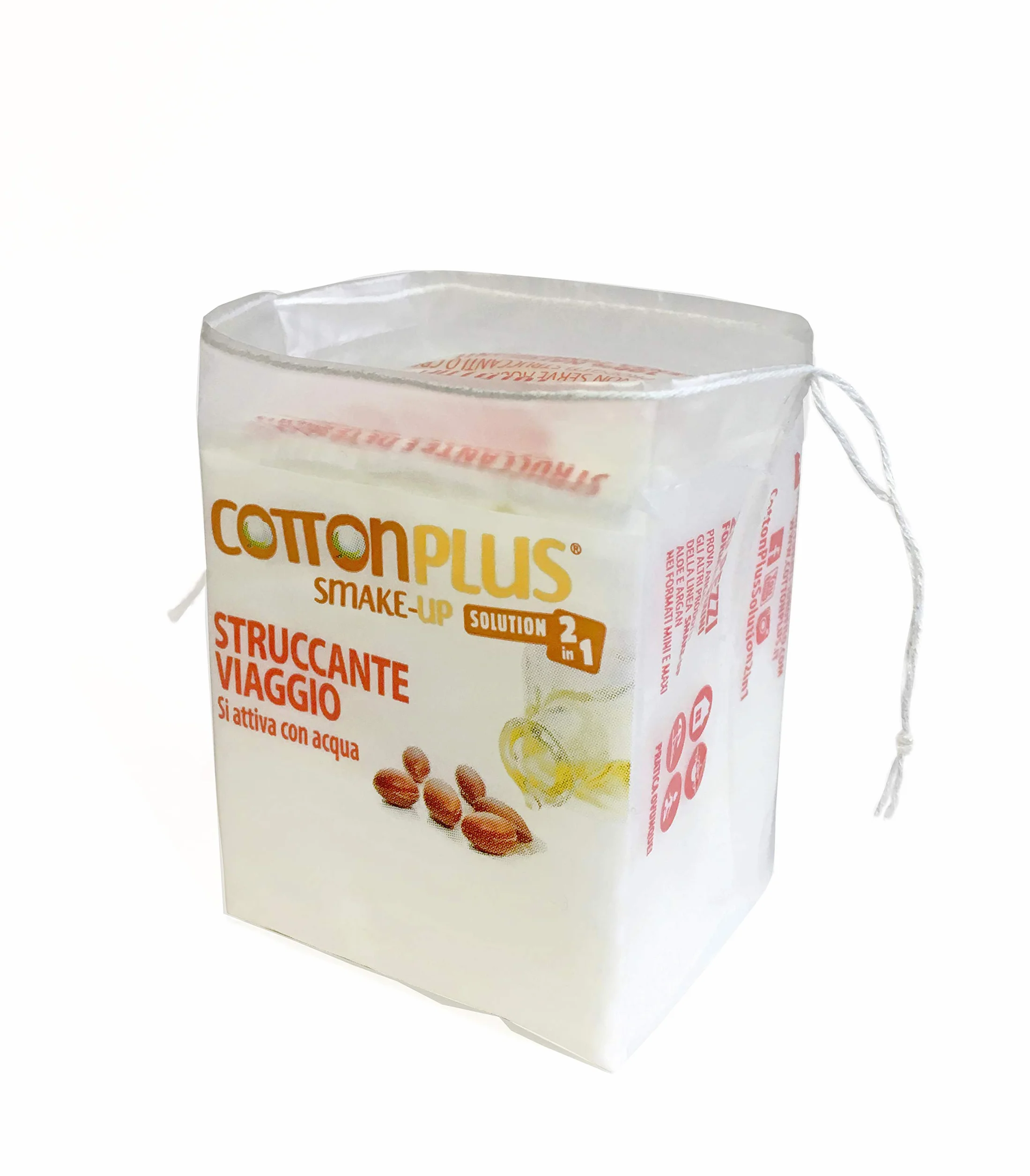 Cotton Plus SMAKE-UP ARGAN MINI 20 pz. "Travel Size" | STRUCCANTE NATURALE! Salviette struccanti asciutte brevettate, senza conservanti!