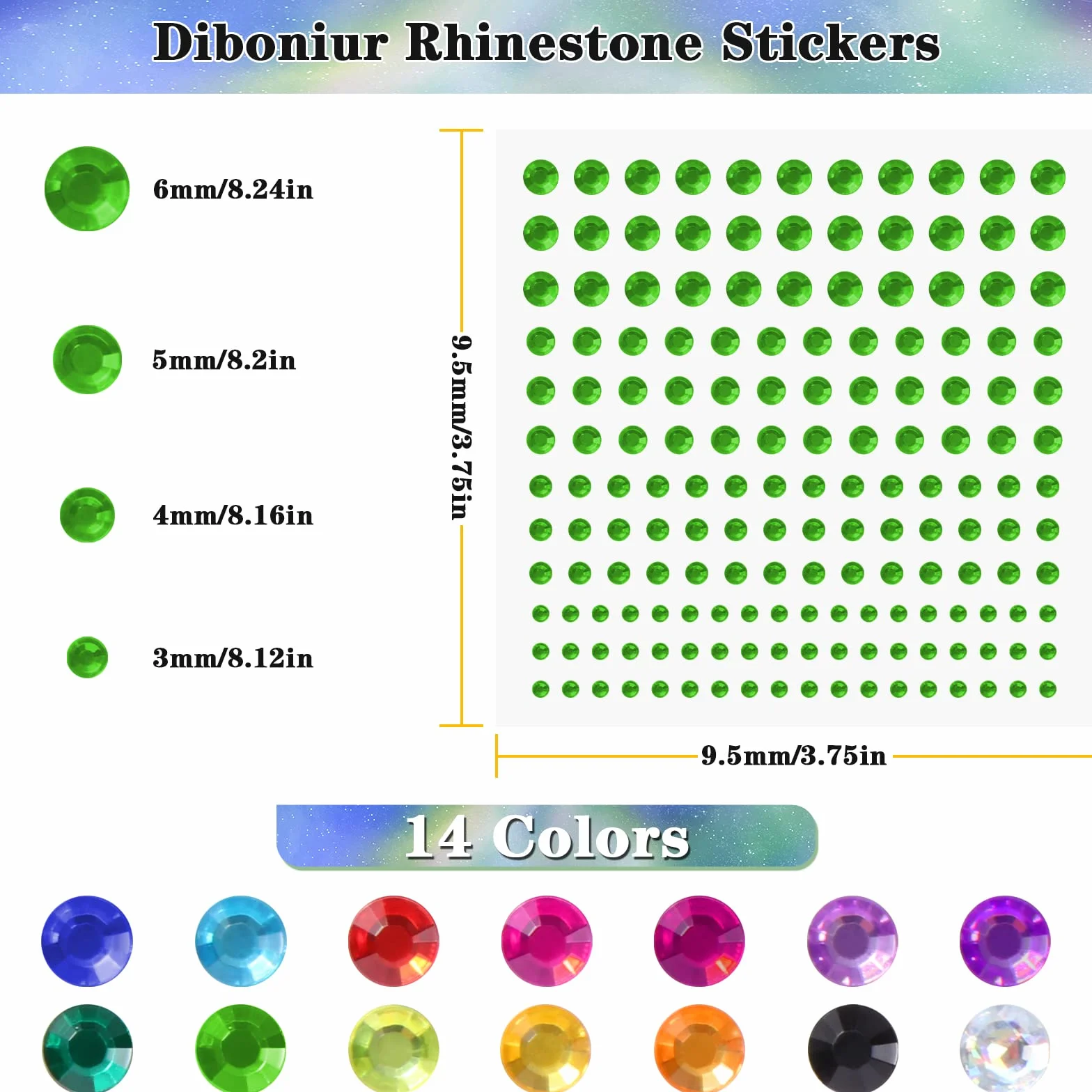 Diboniur 14 Fogli Brillantini Adesivi Gemme Viso, 2310 Pezzi Glitter Strass Autoadesivi Occhi Corpo