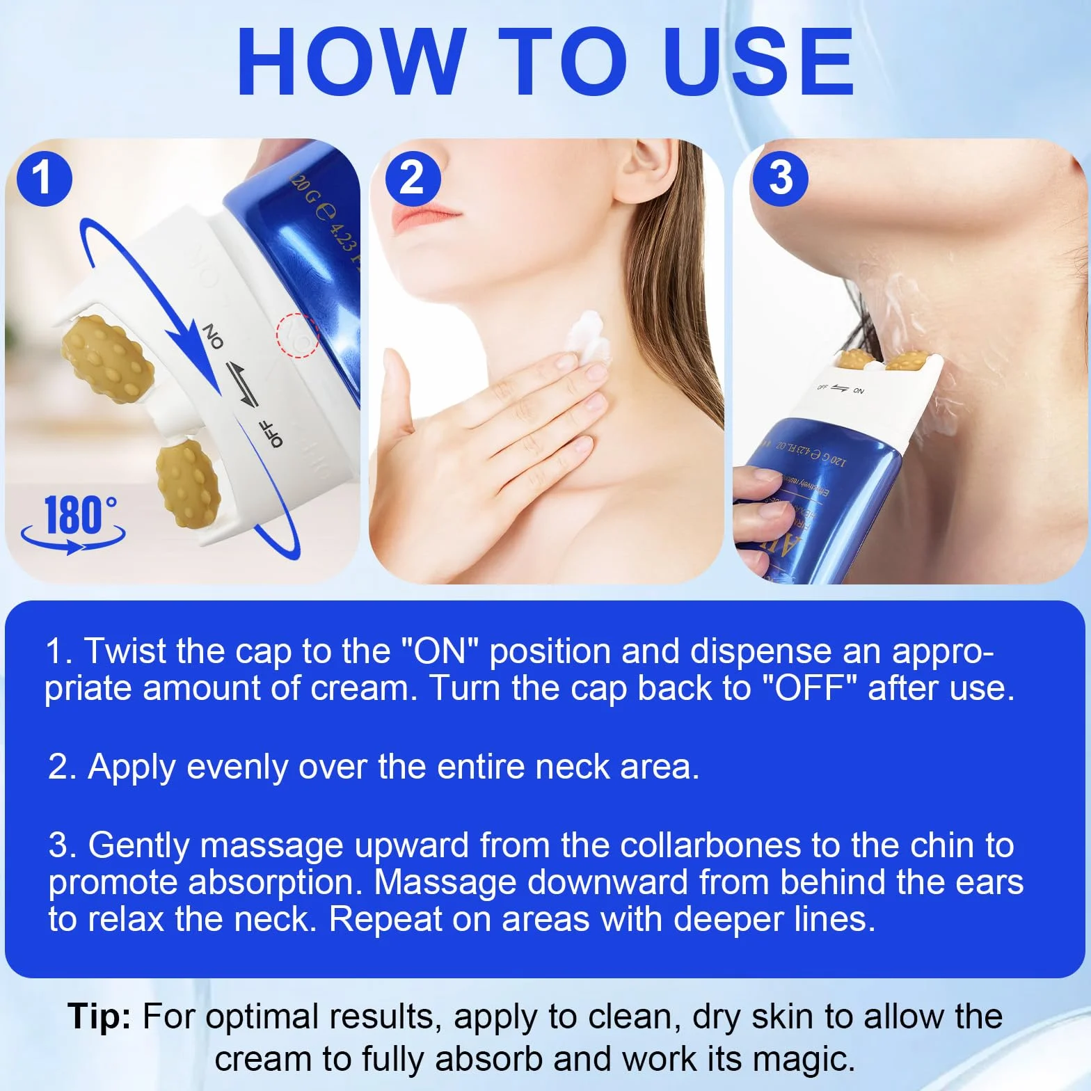 AH-8 Crema Rassodante per il Collo,120g Crema Rassodante per il Collo all'Esapeptide con Rullo, Idratante, Anti-Rughe, Riduce Rughe, Linee Sottili e Doppio Mento, Effetto Liftante