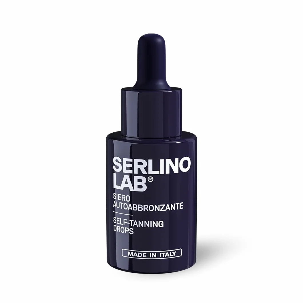 SERLINO LAB Gocce Autoabbronzanti 30 ml, siero abbronzante, Abbronzatura naturale senza sole con DHA + Eritrulosio, Aloe Vera e Acido Ialuronico, Durata 3‑4 giorni, Made in Italy