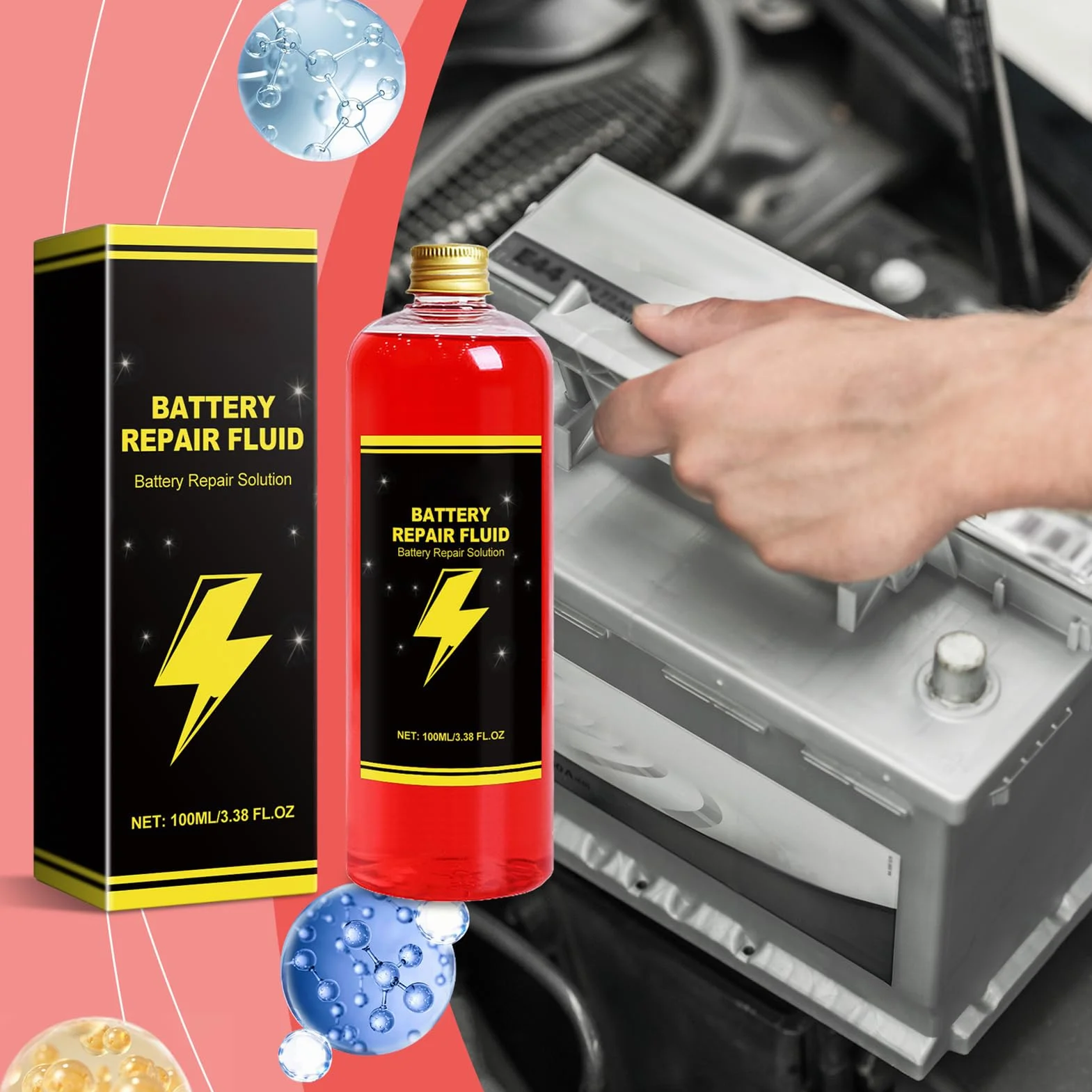 Liquido riparazione batteria 100 ml additivo elettrolitico per batterie al piombo acido moto
