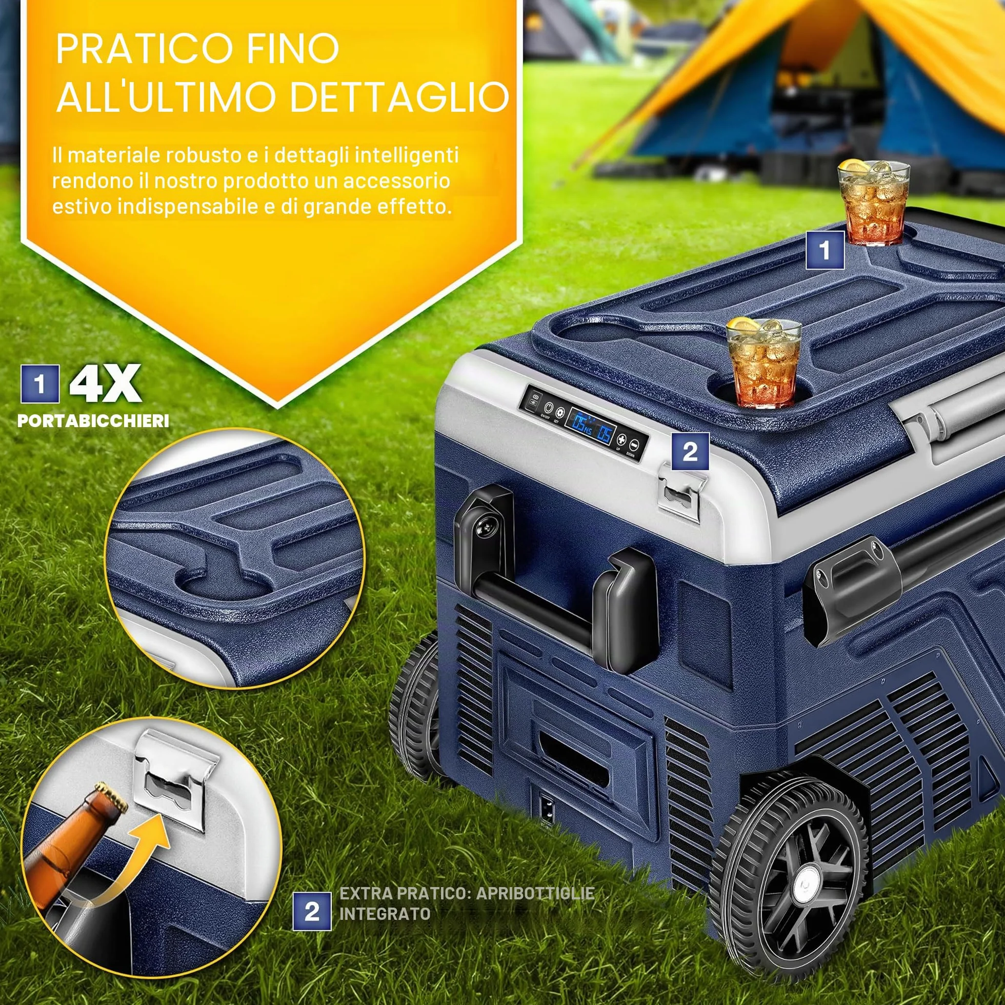 Tillvex Frigorifero Compressore Elettrico 50 Litri WIFI-APP 12/24V 230V -20°C Camper Camping