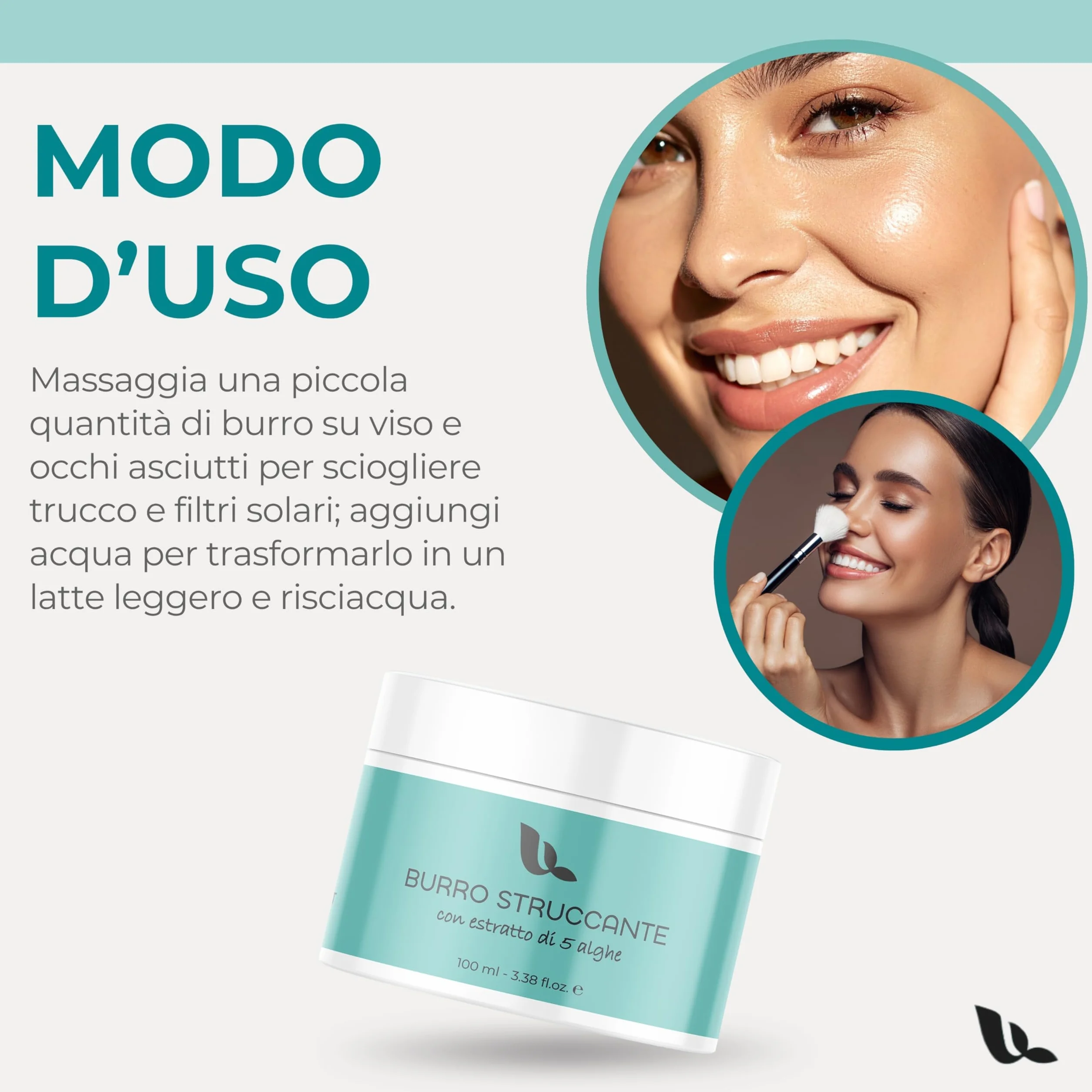 Balsamo Struccante da Viaggio Con Estratto Di 5 Alghe 100ml Burro Struccante Waterproof Rimuove Impurità, Sebo in Eccesso e SPF Skincare Coreana con Oli, Burri Naturali Cleansing Balm, Estratti Marini