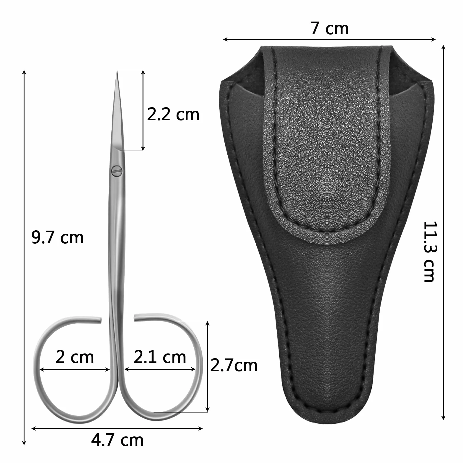 CGBE Forbici per Cuticole Professionale in Acciaio Inossidabile Lama Affilata Punta Curva con Borsa PU