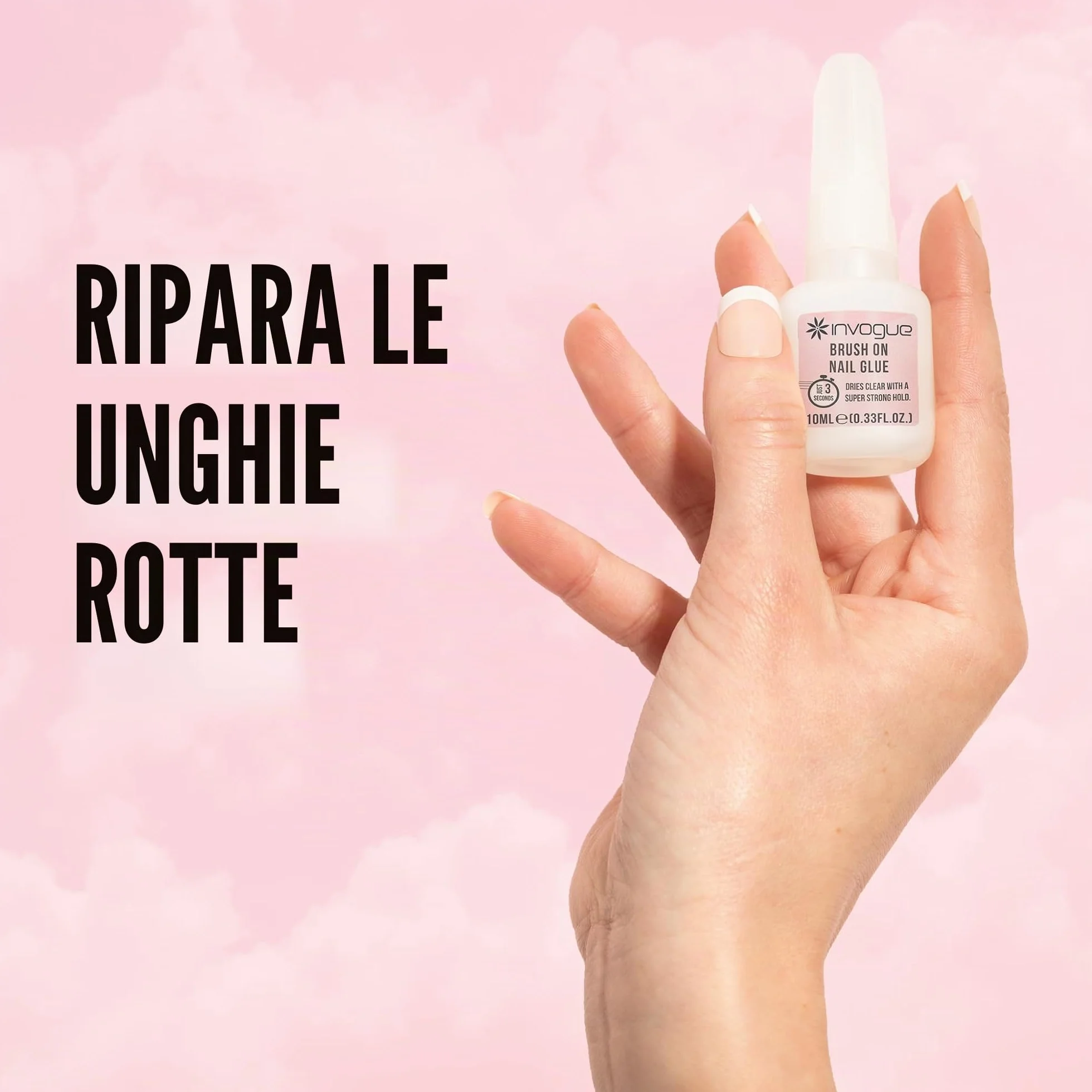 Invogue Colla per Unghie con Pennello, 10 ml