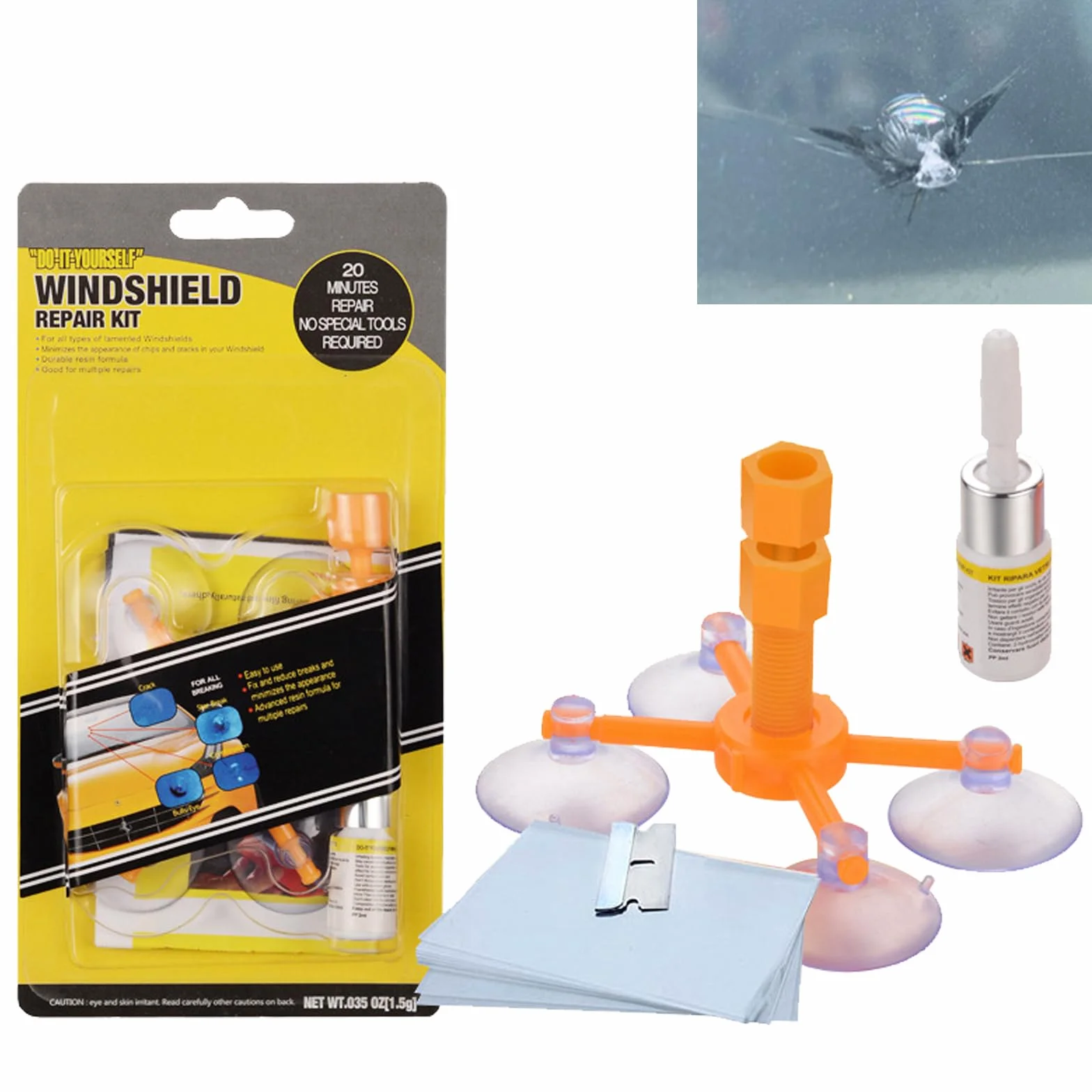 Kit Riparazione Parabrezza Auto, Ripara Vetro, Crepe Vetro