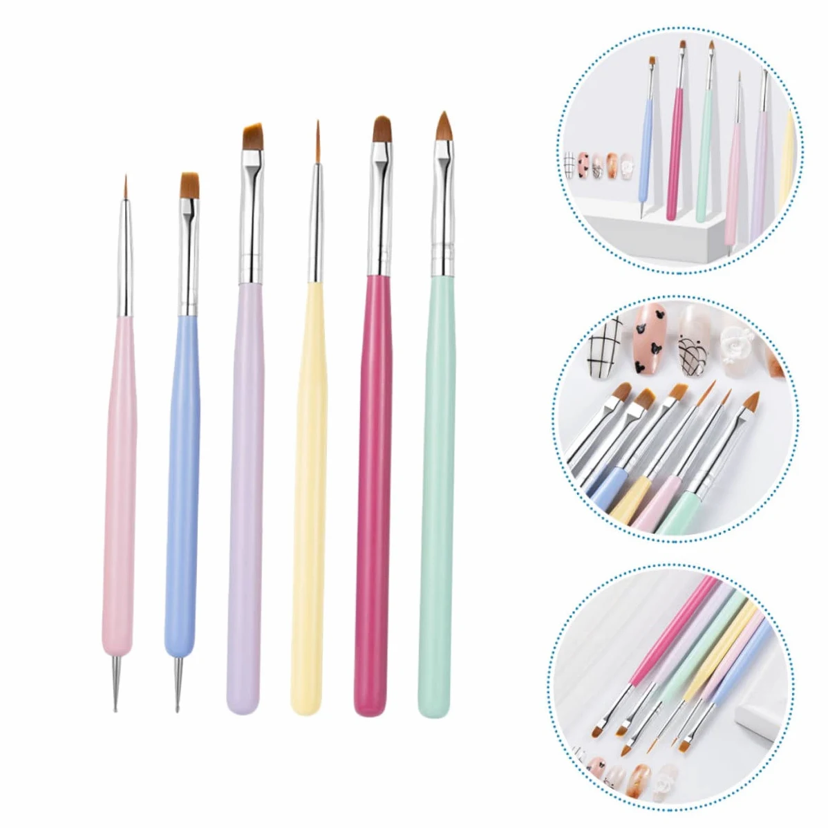 FRCOLOR Pz Penna per unghie pennelli unghie professionali pennelli nail art professionali doppia testa penna da disegno penna scolpita Pennarello Accessori tubo di alluminio